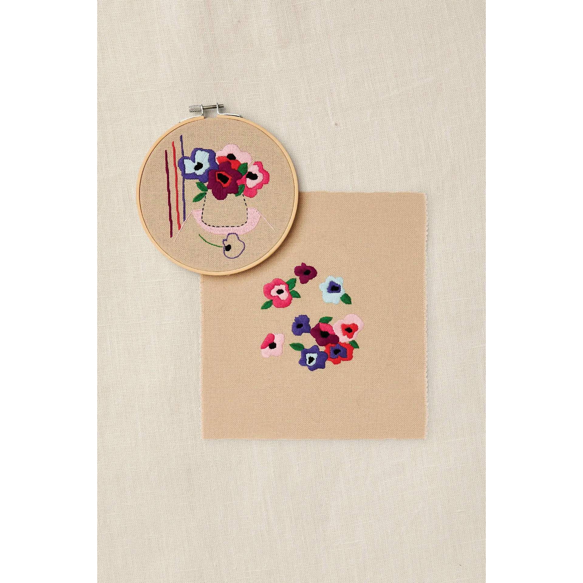 DMC Mindful Making Embroidery Duo Kit - Peaceful Breeze - finished example and pattern