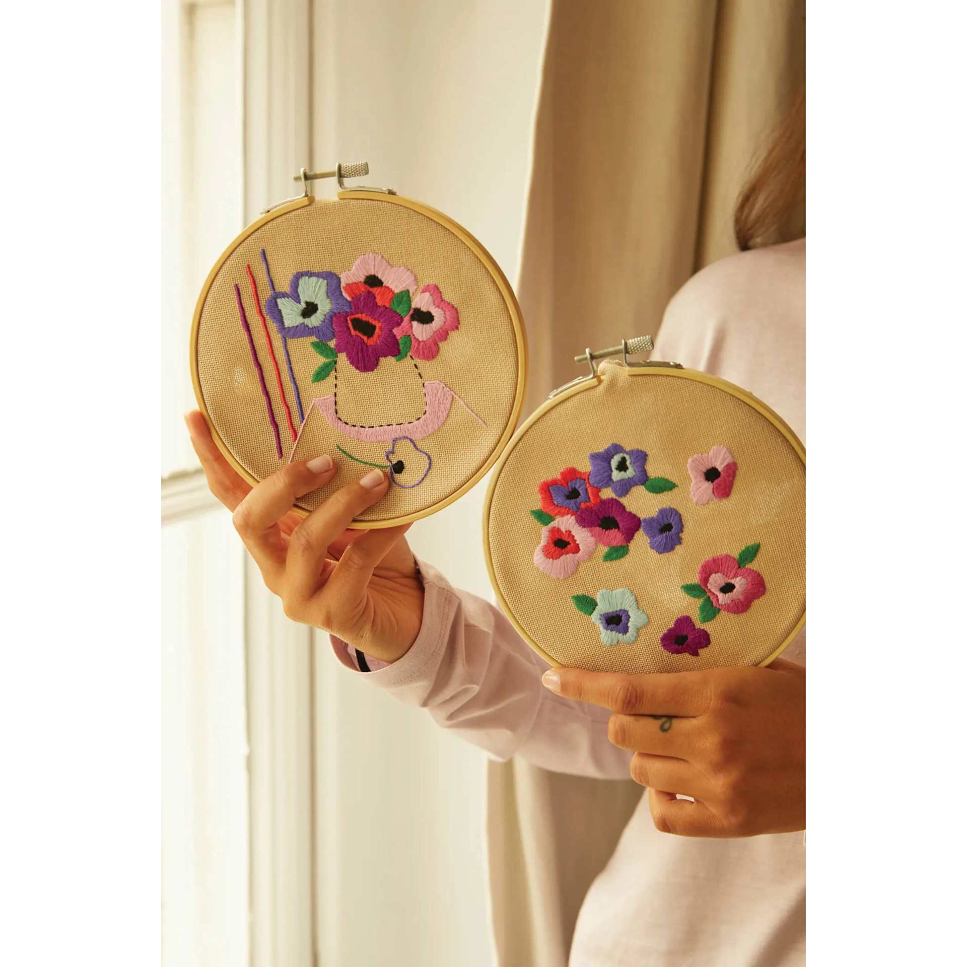 DMC Mindful Making Embroidery Duo Kit - Peaceful Breeze - finished duo example