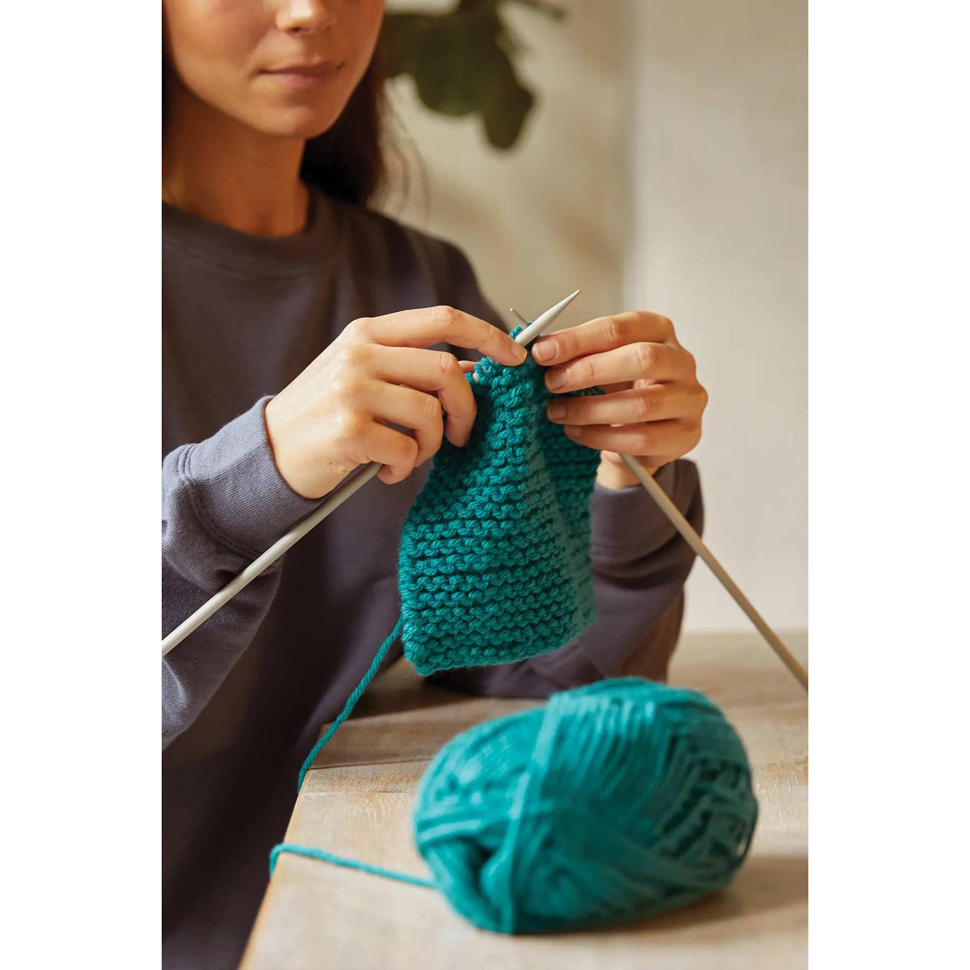 DMC Mindful Making Serene Scarf Beginner Knitting Kit - scarf in progress