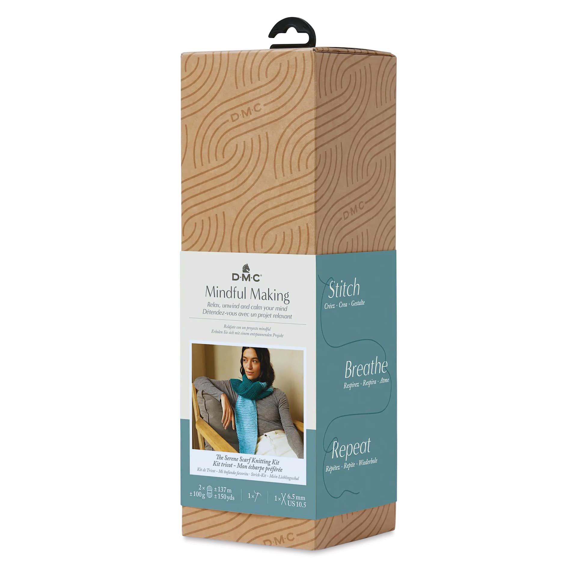 DMC Mindful Making Serene Scarf Beginner Knitting Kit - front of packaging