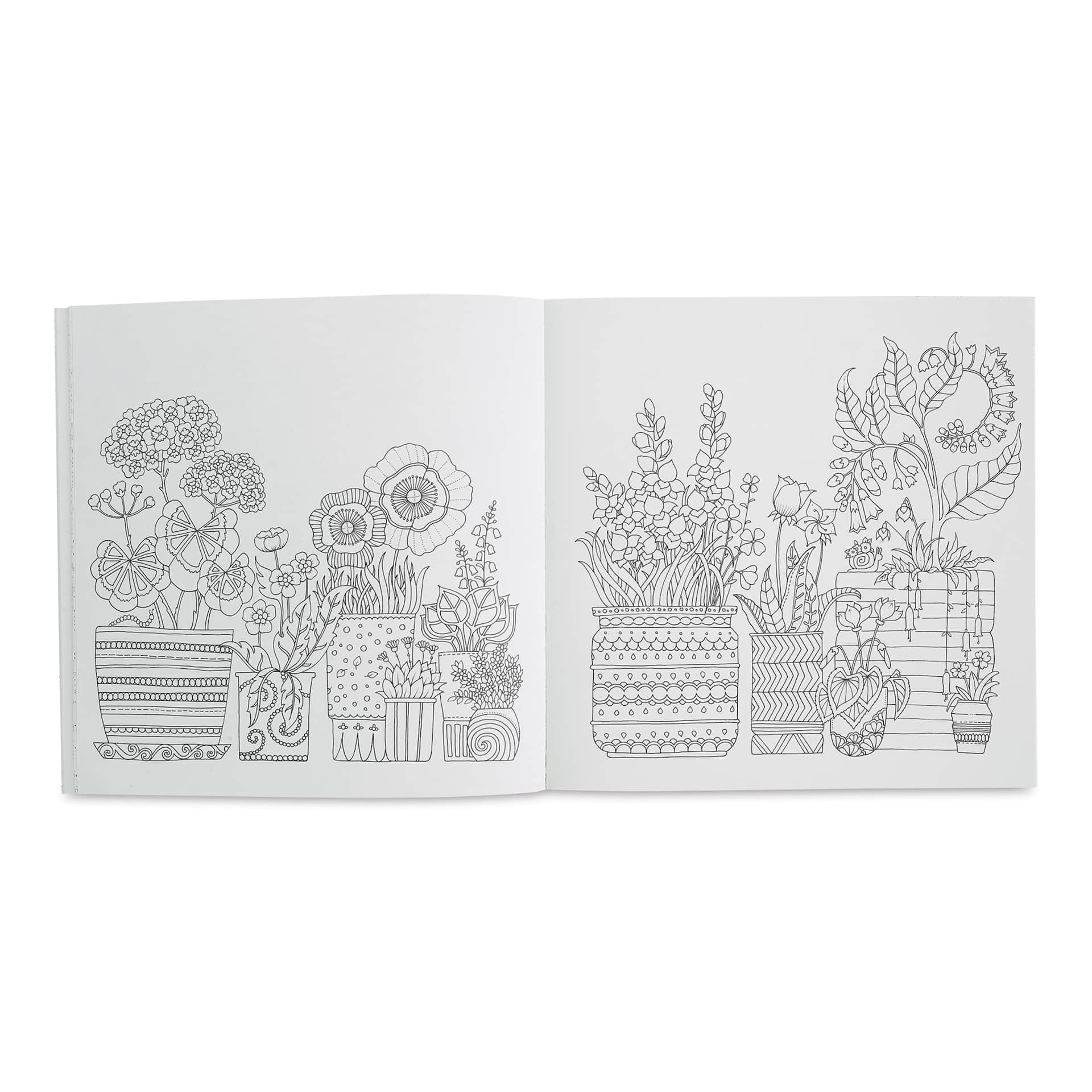Rooms of Wonder Coloring Book (two pages of potted flowers)
