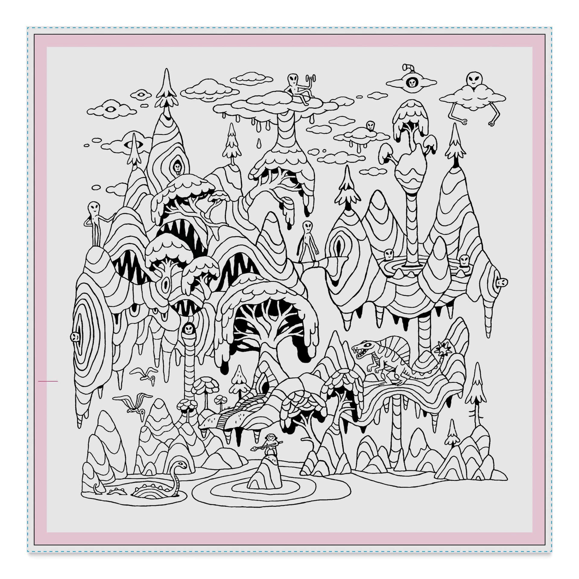The Lost Forest Coloring Book, trees and UFO's