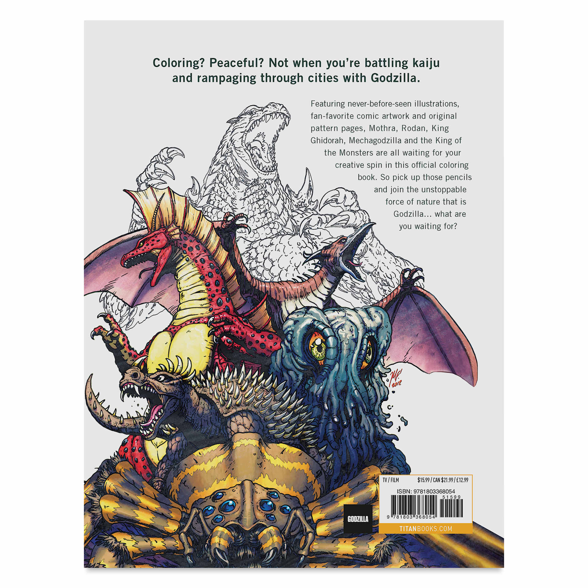 Godzilla: The Official Coloring Book, back cover
