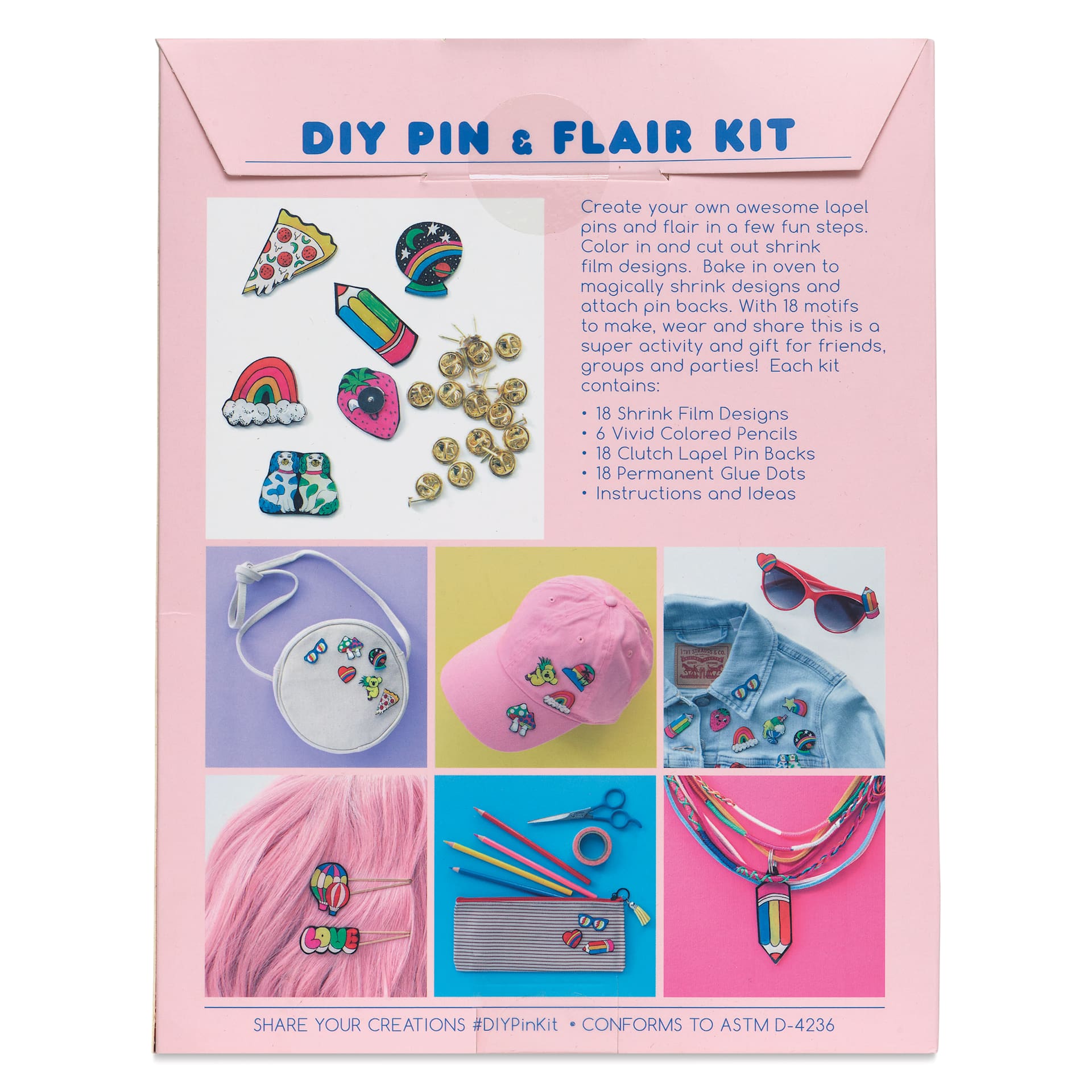 Yellow Owl Workshop DIY Pin and Flair Kit, back of packaging