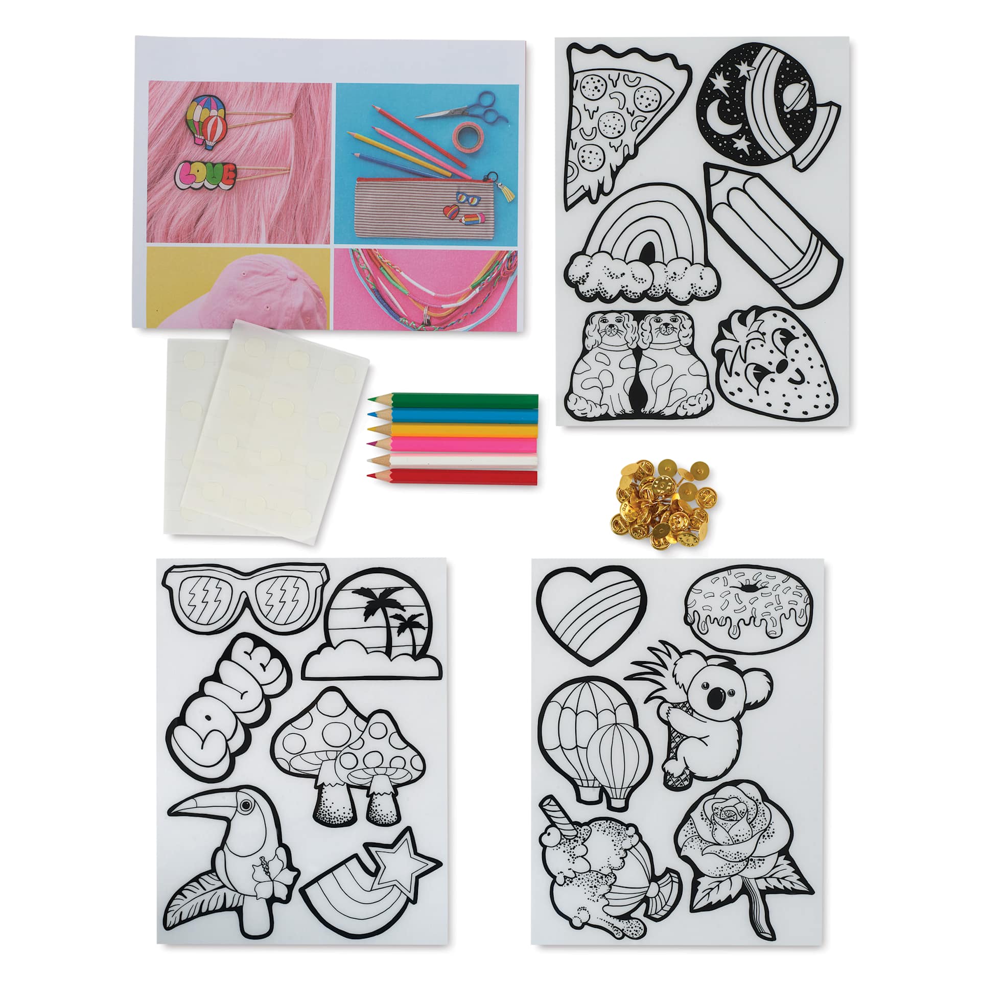 Yellow Owl Workshop DIY Pin and Flair Kit, contents