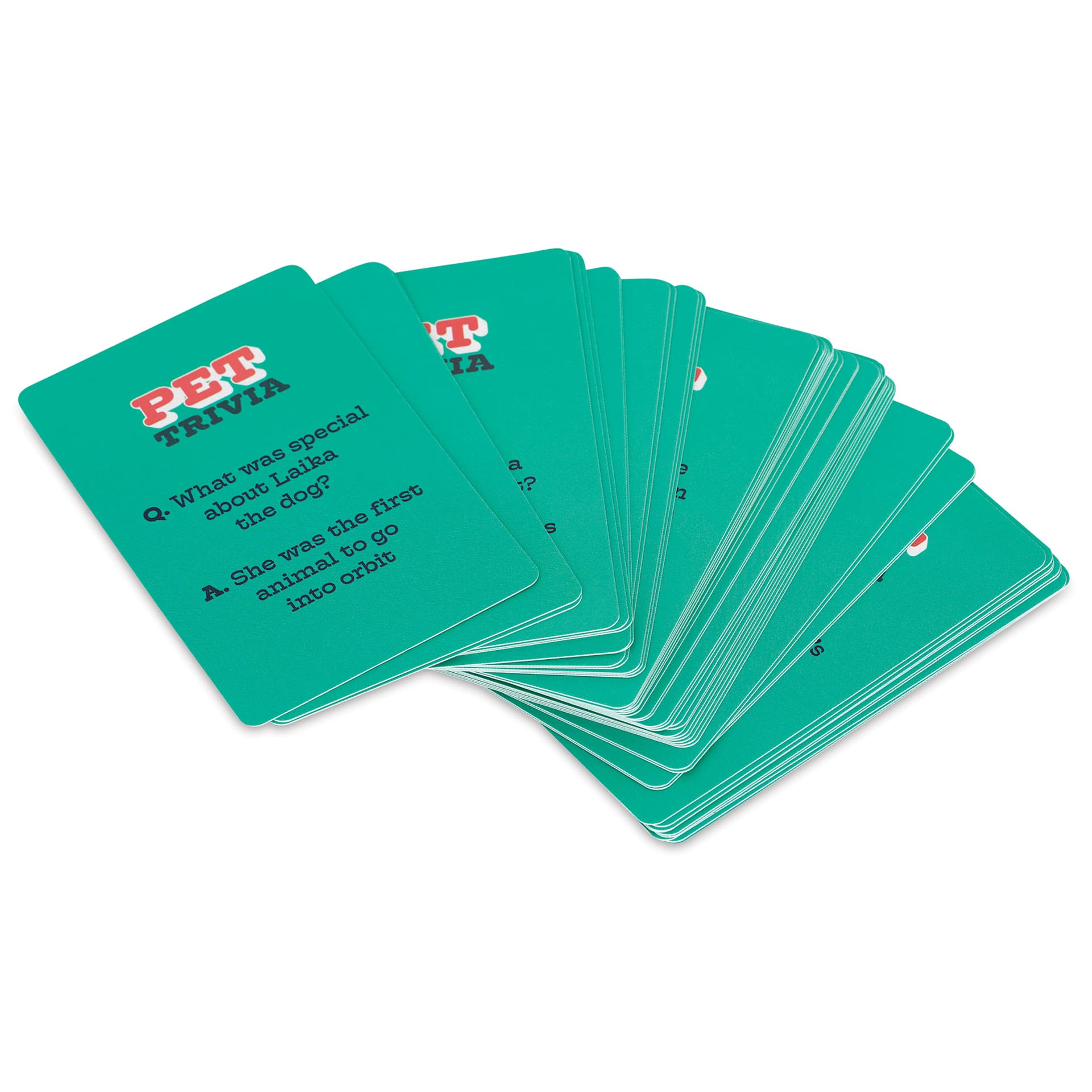 Professor Puzzle Mini Pet Trivia Game fanned question card deck