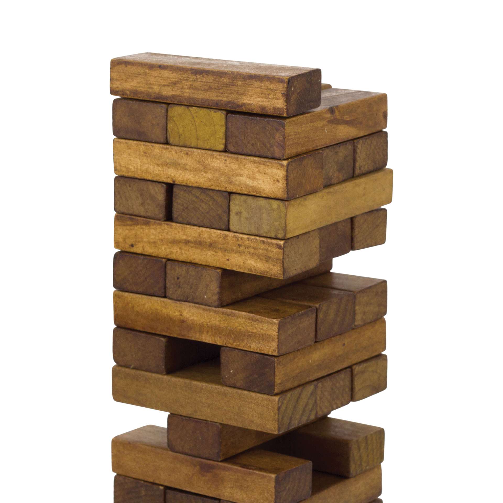 Professor Puzzle Wooden Toppling Tower Game, close-up of tower