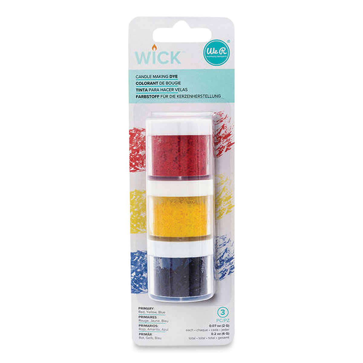 We R Memory Keepers Wick Candle Making Dyes - Pkg of 3 Primary Colors in package