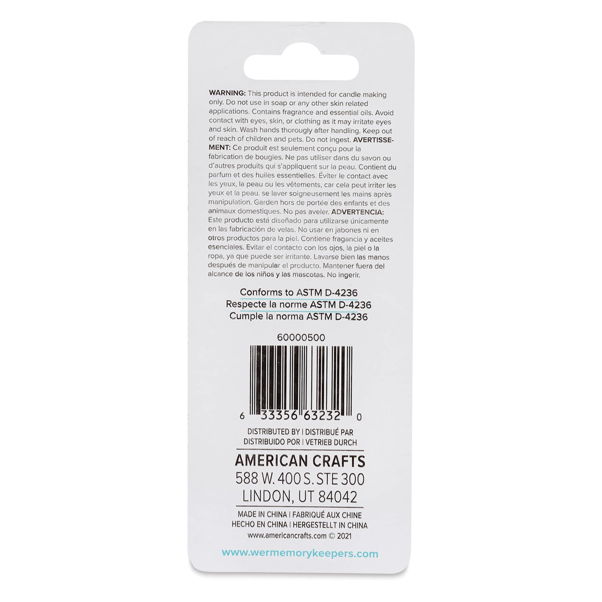 We R Memory Keepers Wick Candle Making Dye - Coral back of packaging