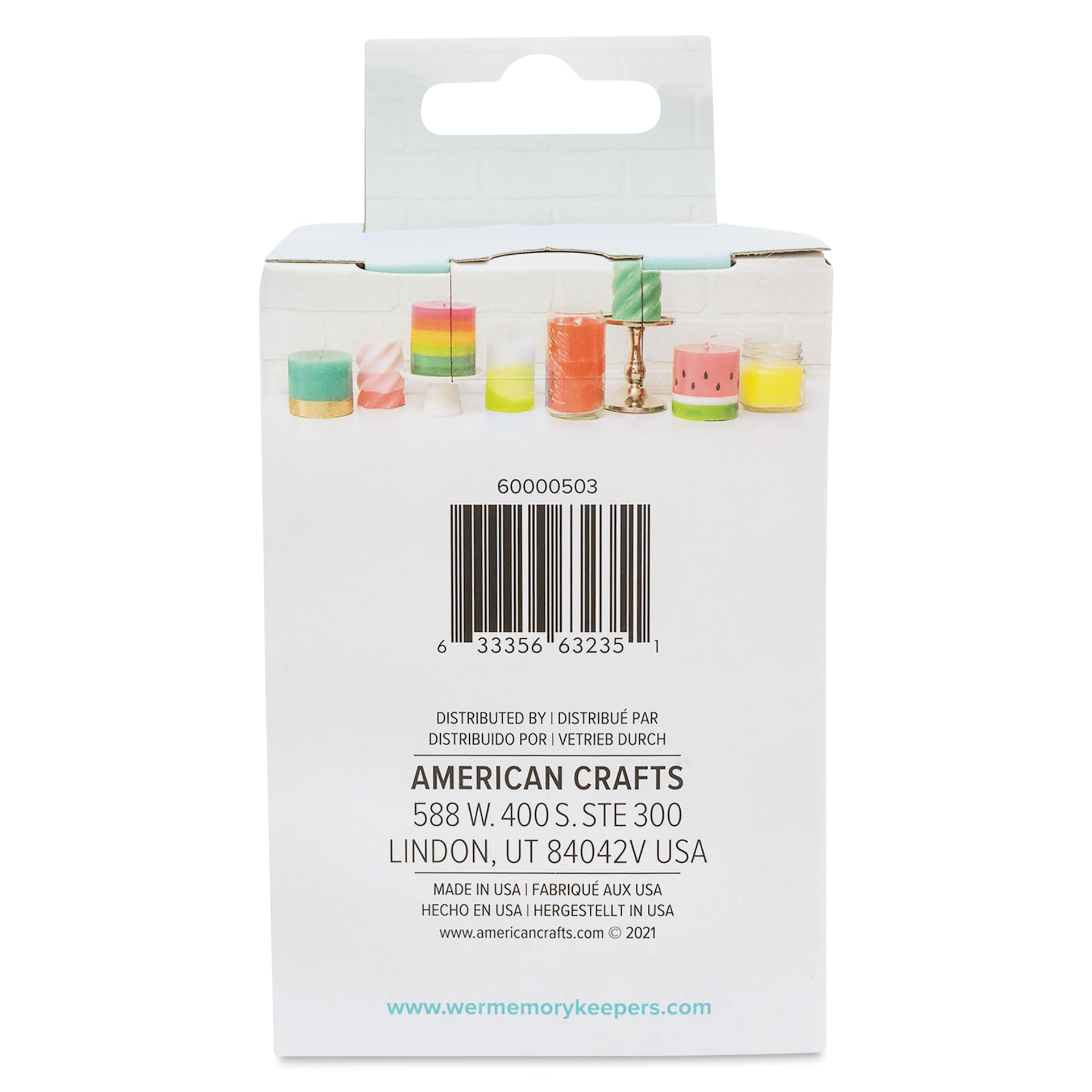 We R Memory Keepers Wick Plastic Candle Mold - Cylinder back of packaging
