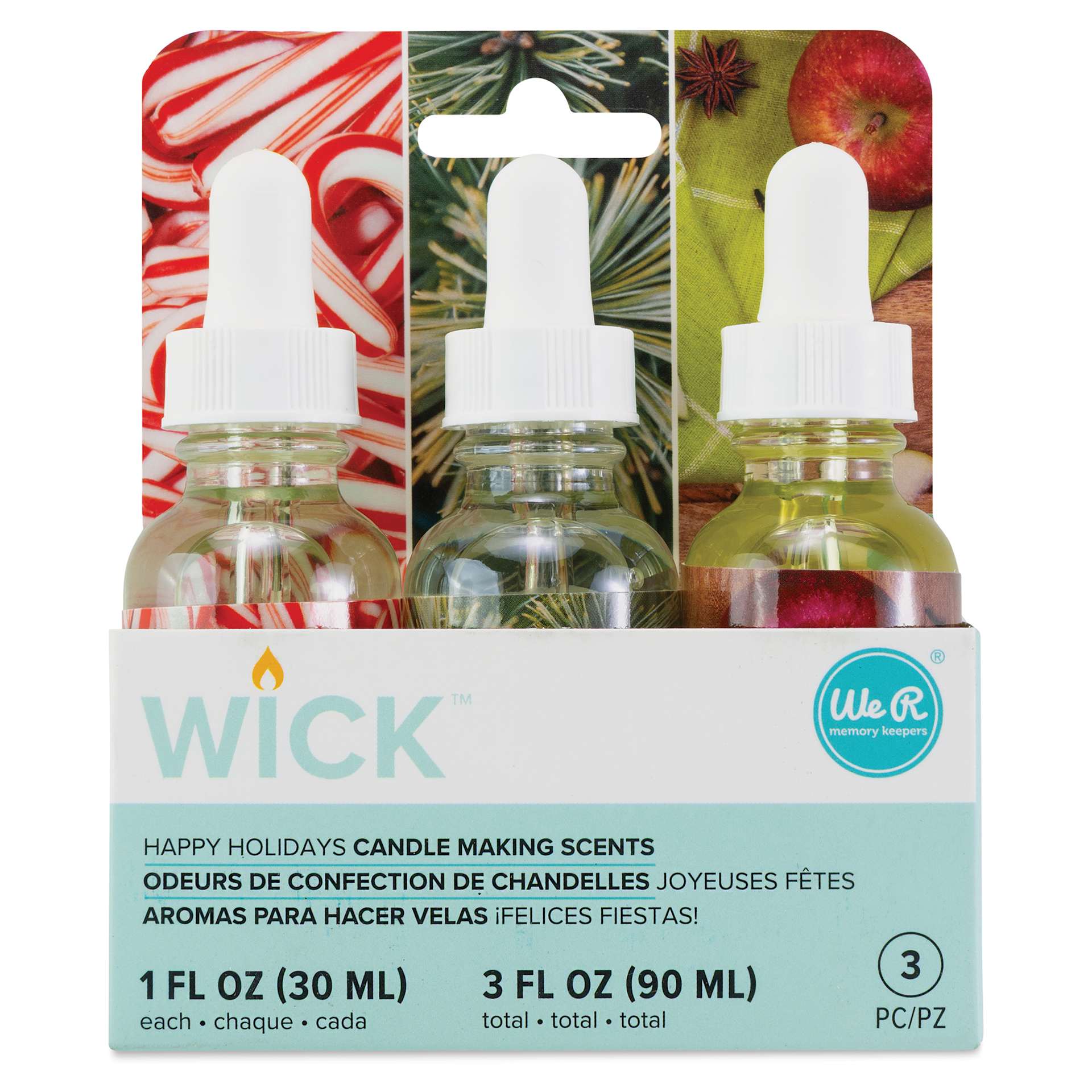 We R Memory Keepers Wick Candle Making Scents - Set of 3, Happy Holiday, 1 oz Bottles front of packaging