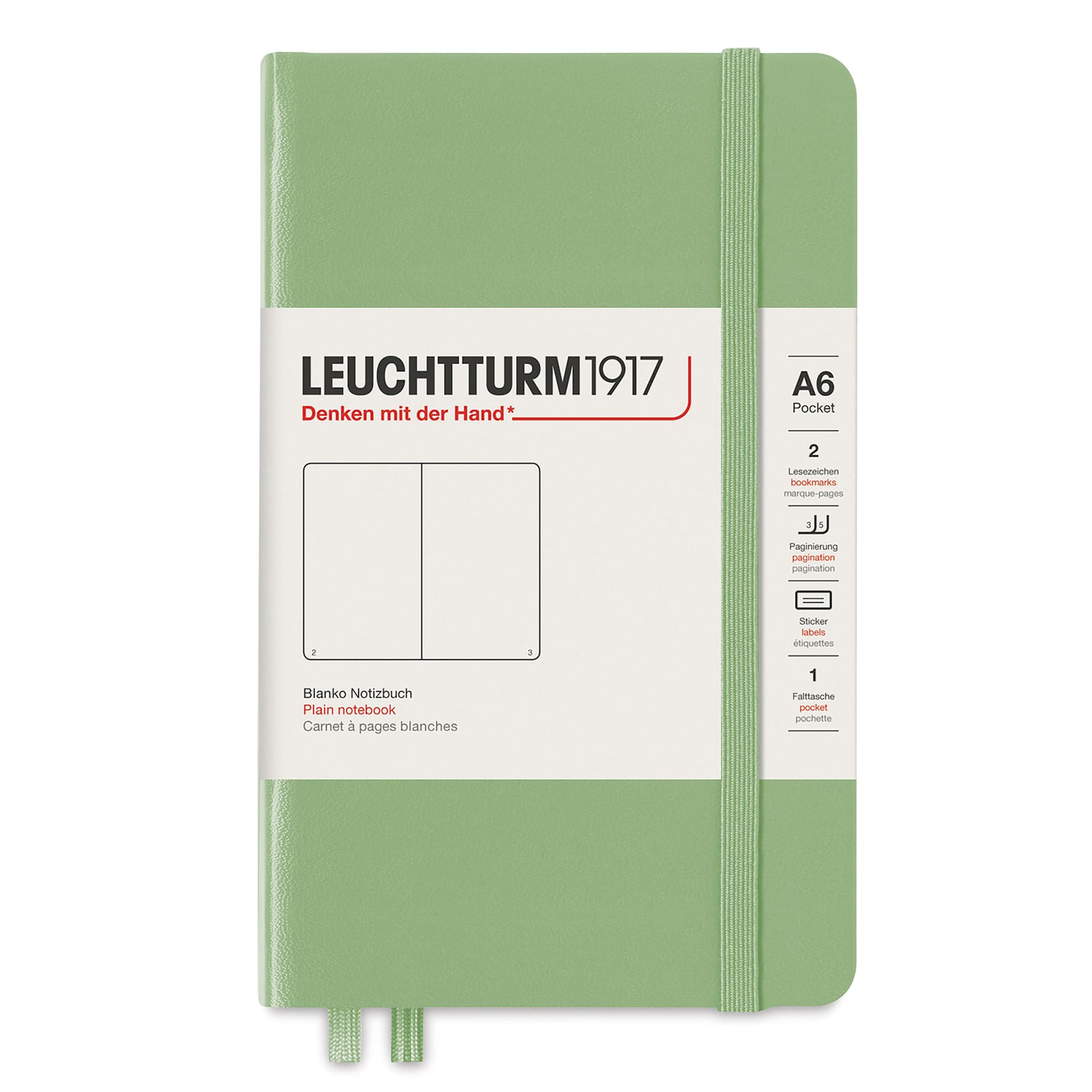 Leuchtturm1917 Blank Hardcover Notebook - Sage, 3-1/2" x 6"