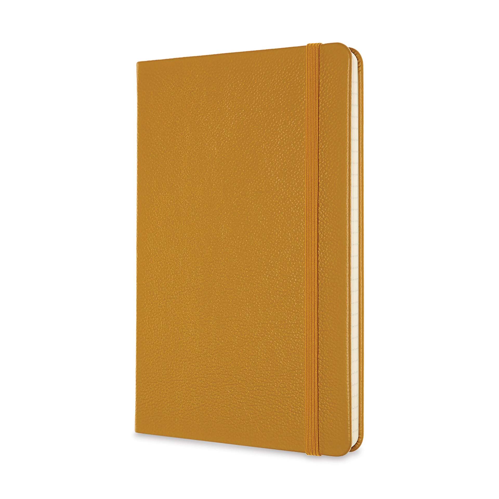 Moleskine Classic Leather Notebook - Amber Yellow, Large, Ruled, 5" x 8-1/4" (front)