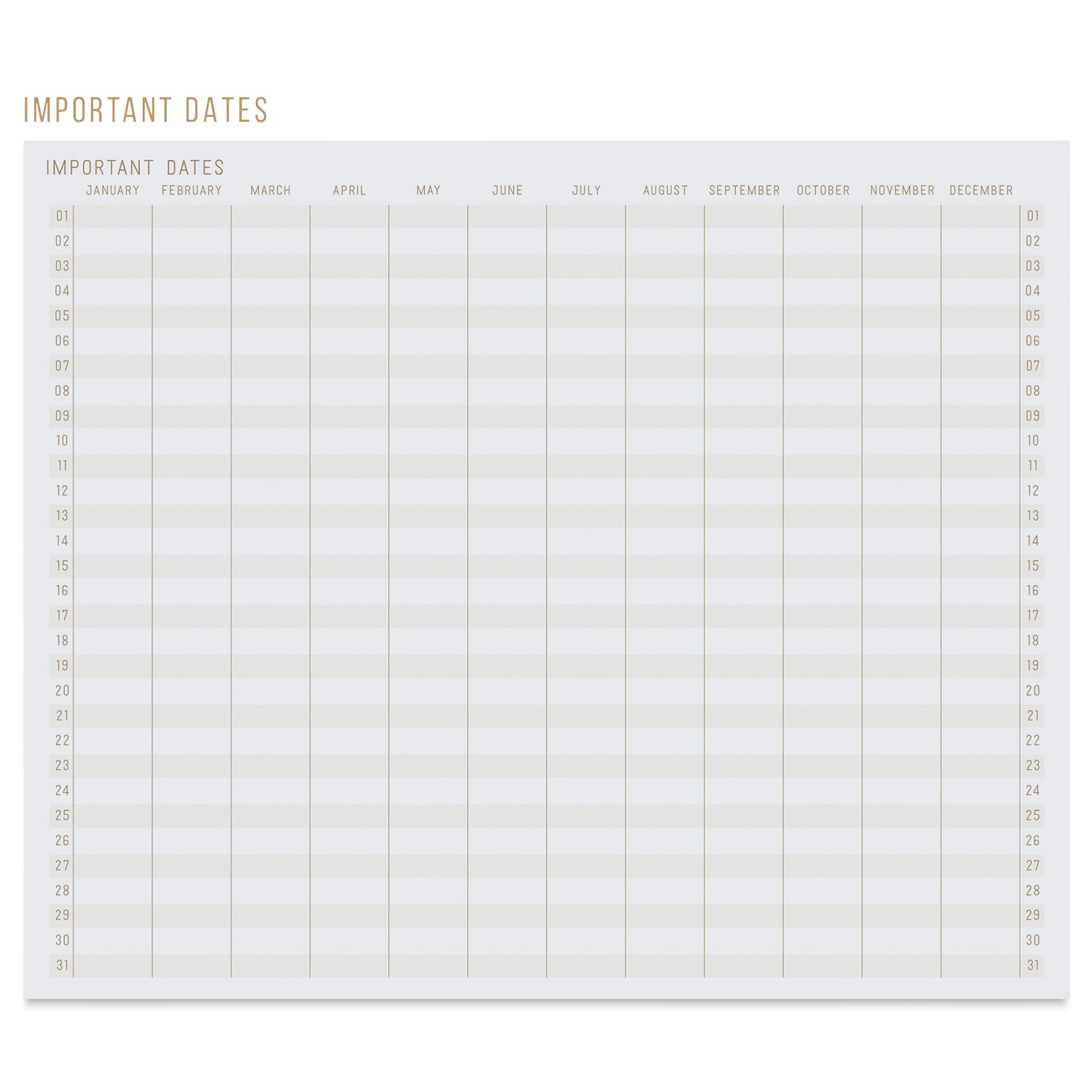DesignWorks Ink It Is Written in the Stars Journal (important dates page)