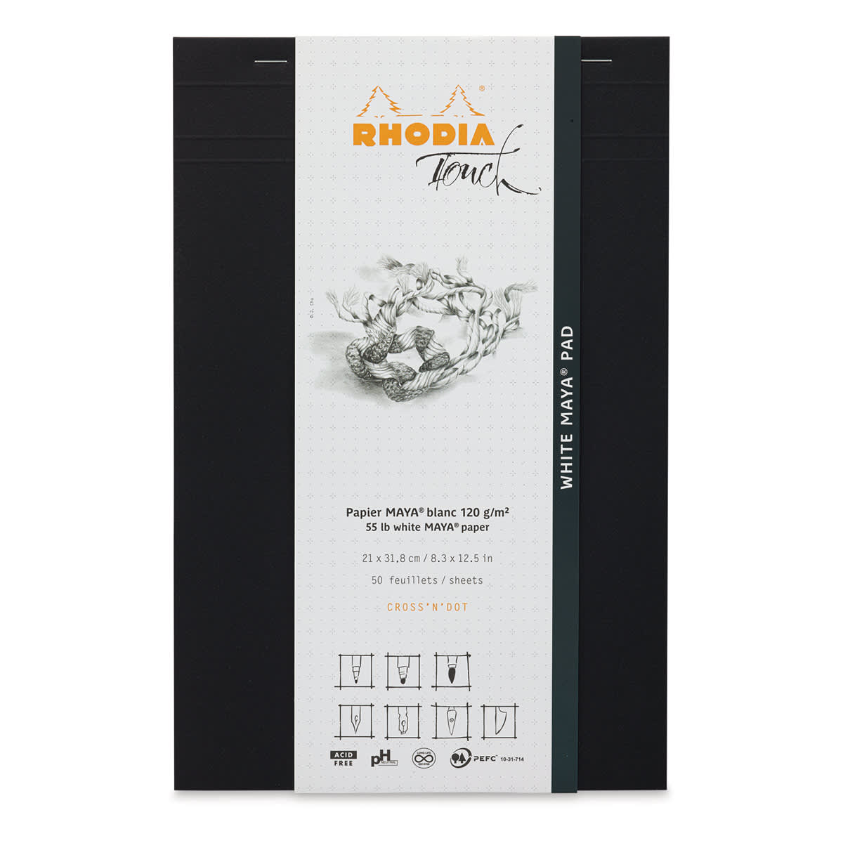 Rhodia Touch Maya Pads-White, Cross-Dot 8" x 11" - front of packaging