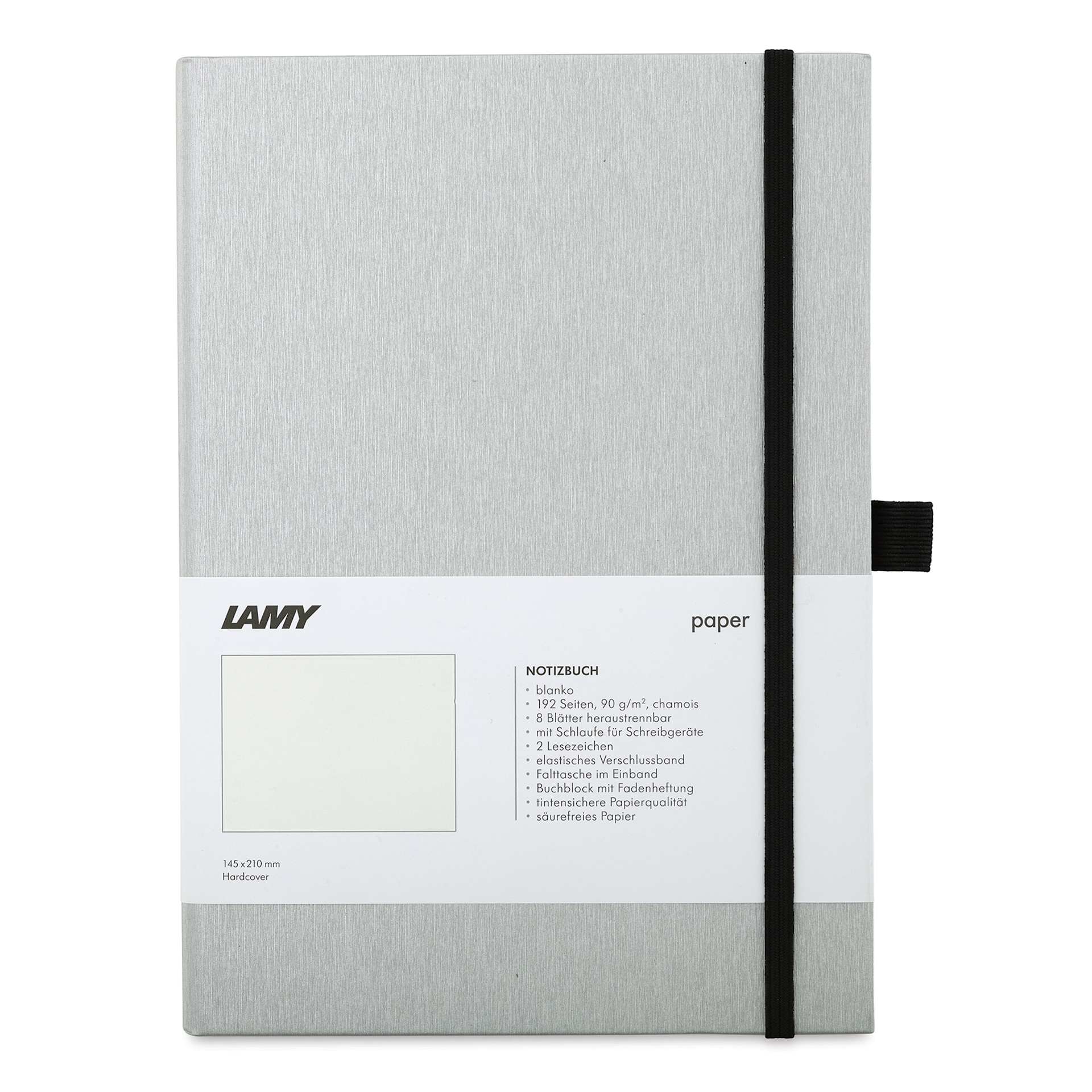 Lamy Hardcover Notebook - Black, Blank, 5.8" x 8.3" (front)