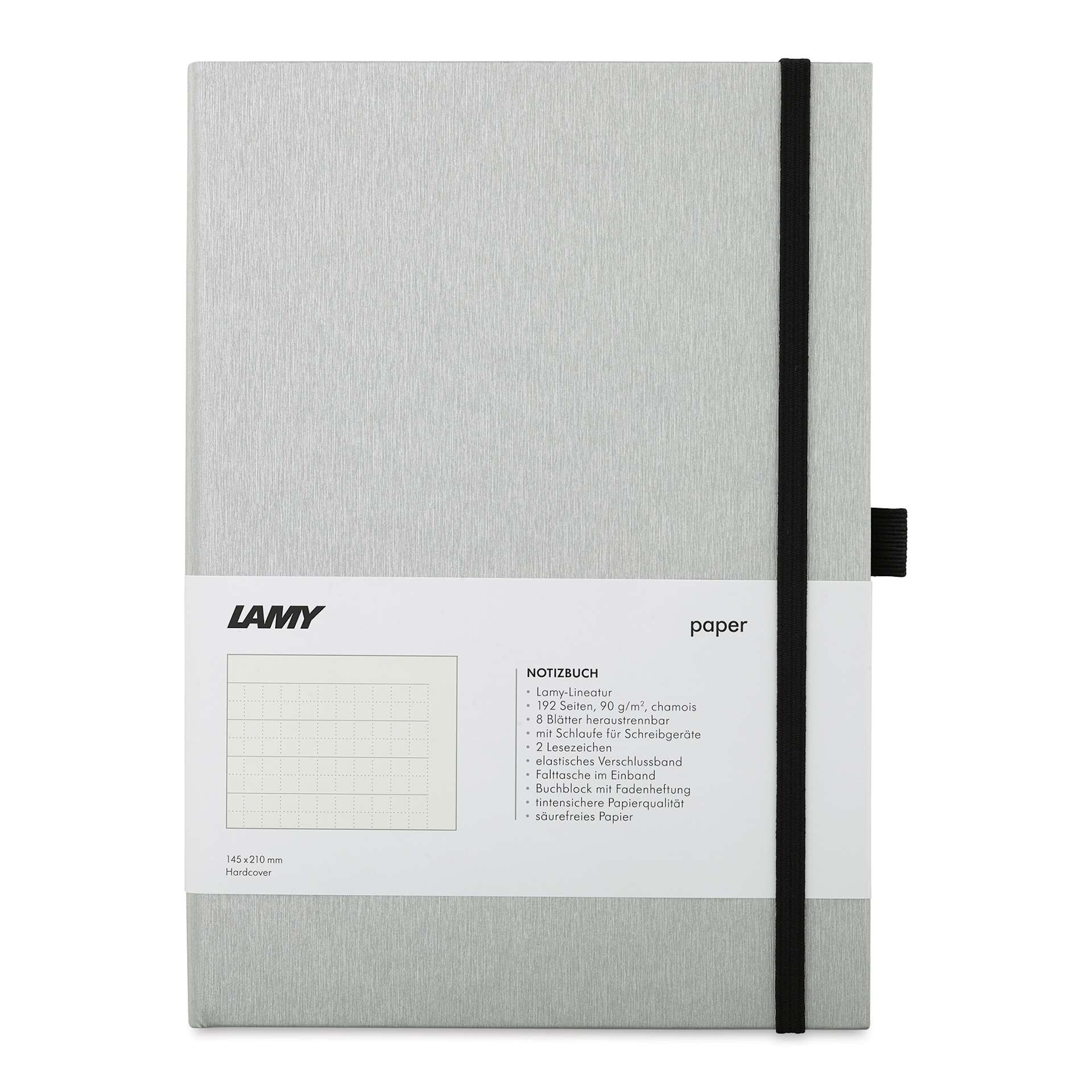 Lamy Hardcover Notebook - Black, Grid, 5.8" x 8.3" (front)
