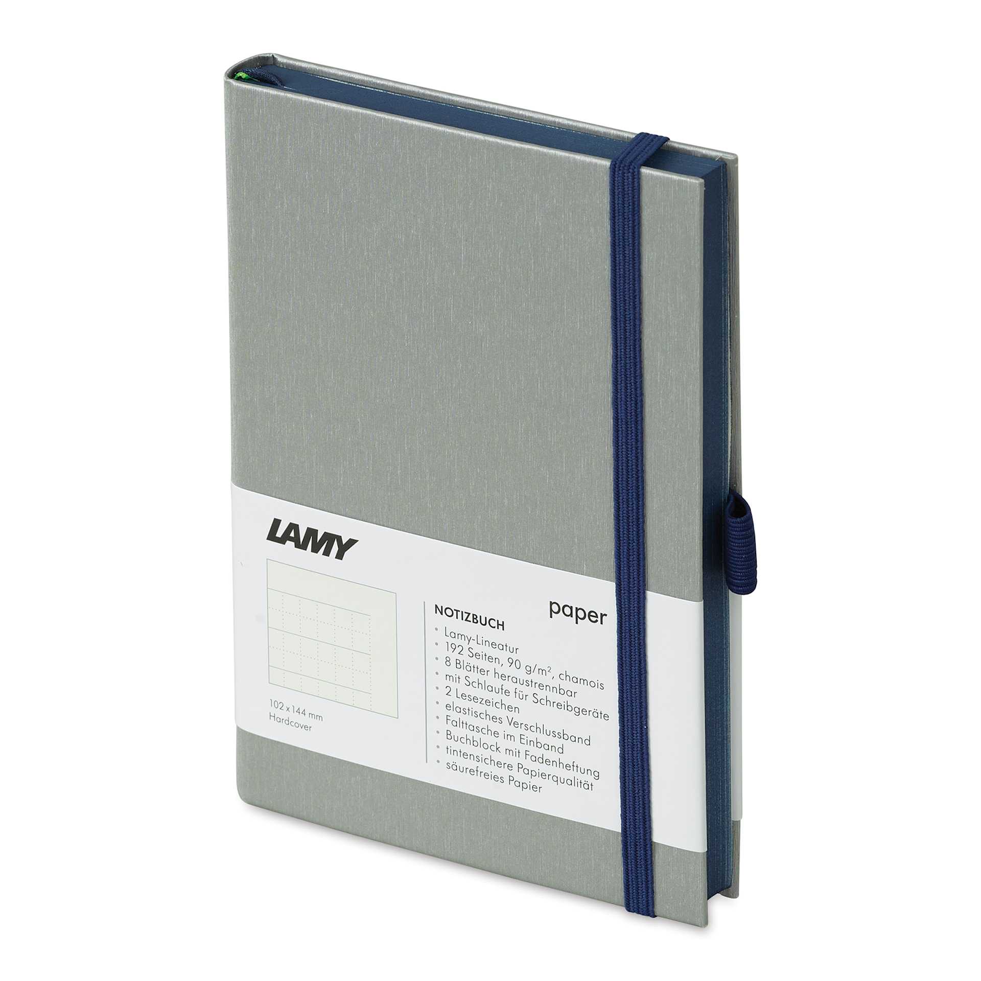Lamy Hardcover Notebook - Ocean Blue, Grid, 4.1" x 5.8" (side view)