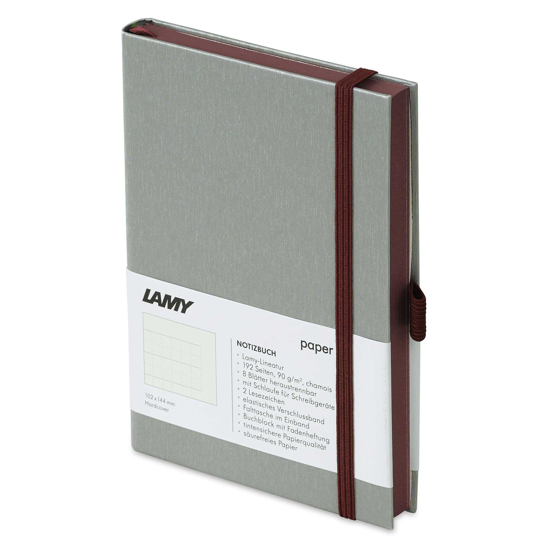 Lamy Hardcover Notebook - Dark Purple, Grid, 4.1" x 5.8" (side view)