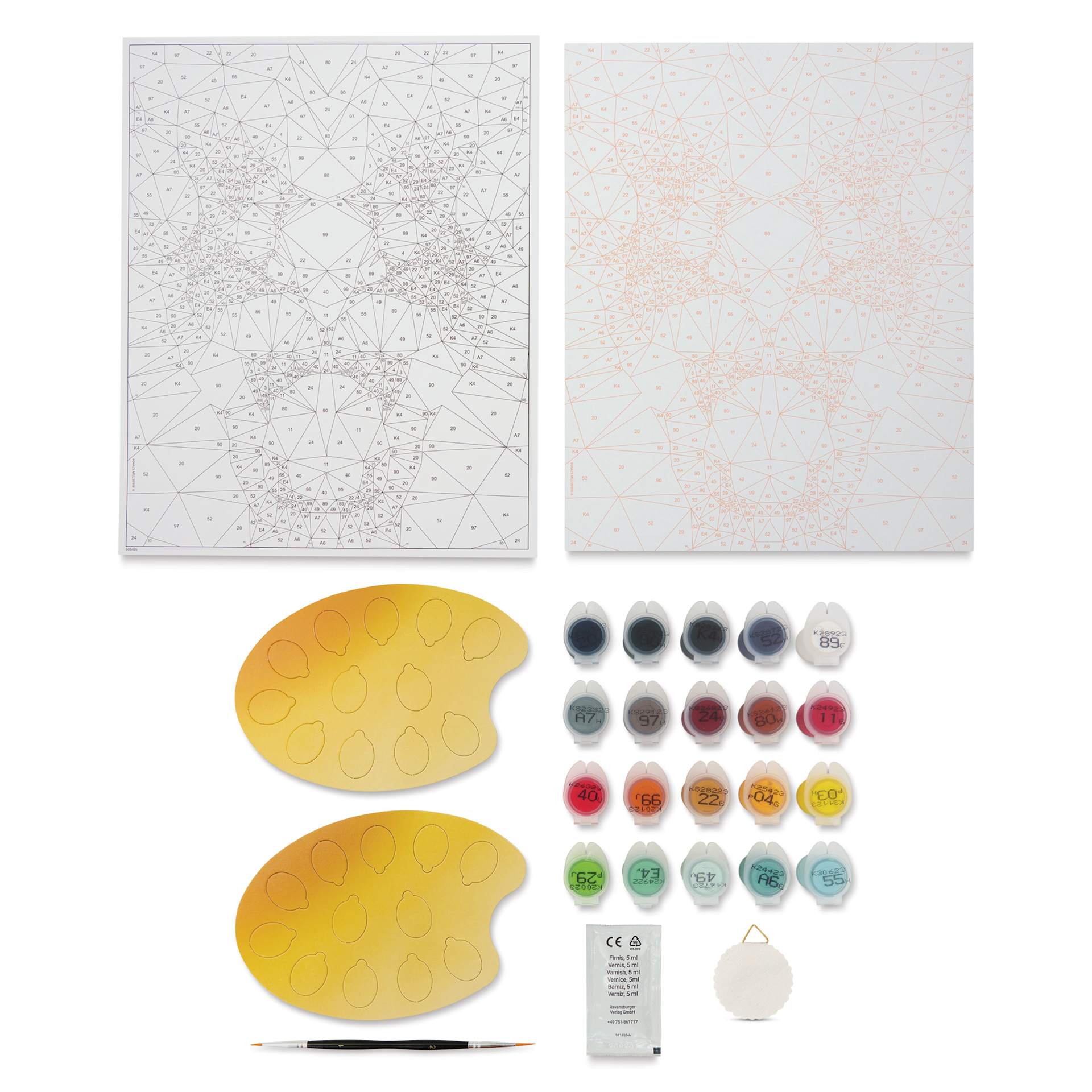 CreArt Paint by Number Kit - Polygon Tiger, contents