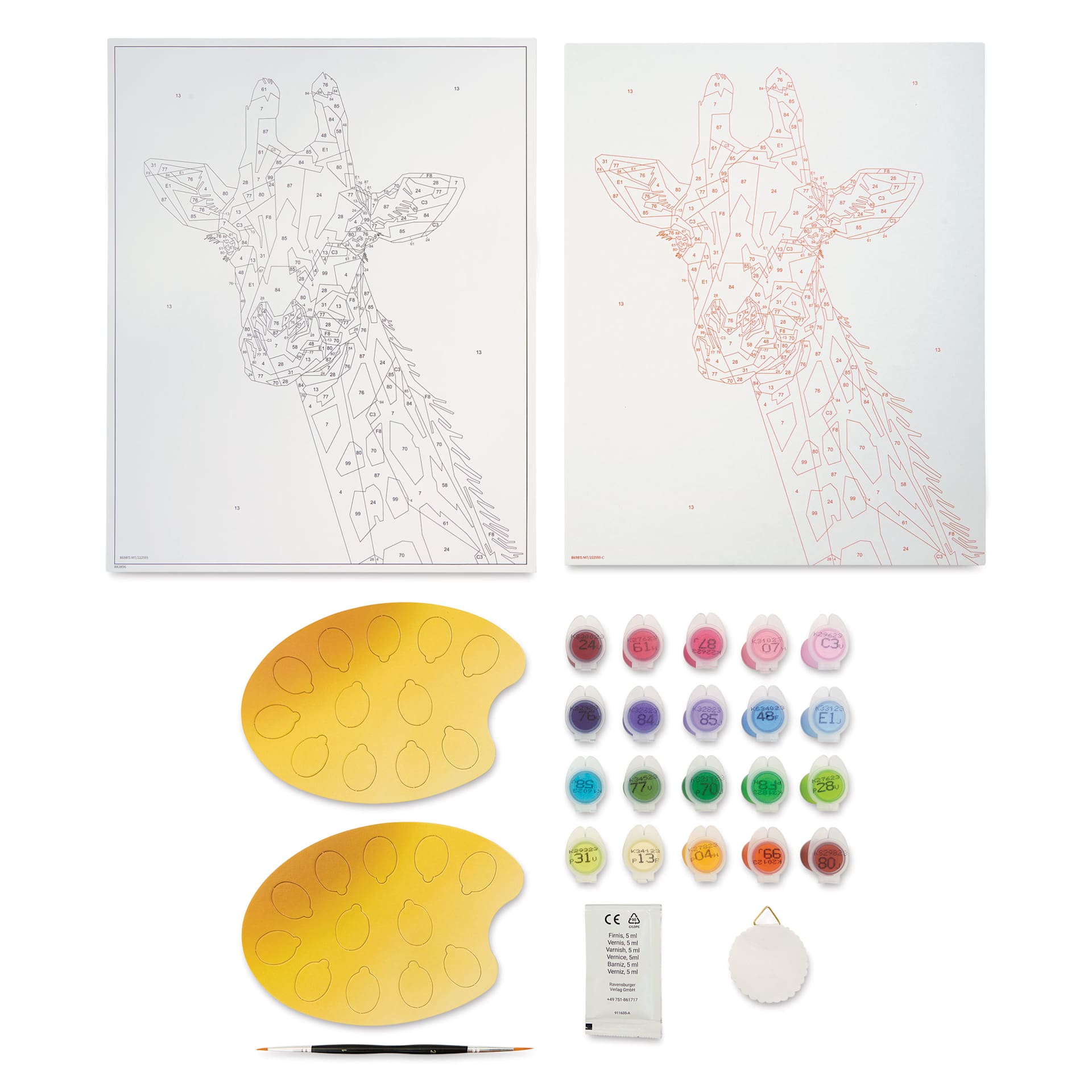 CreArt Paint by Number Kit - Funky Giraffe, contents