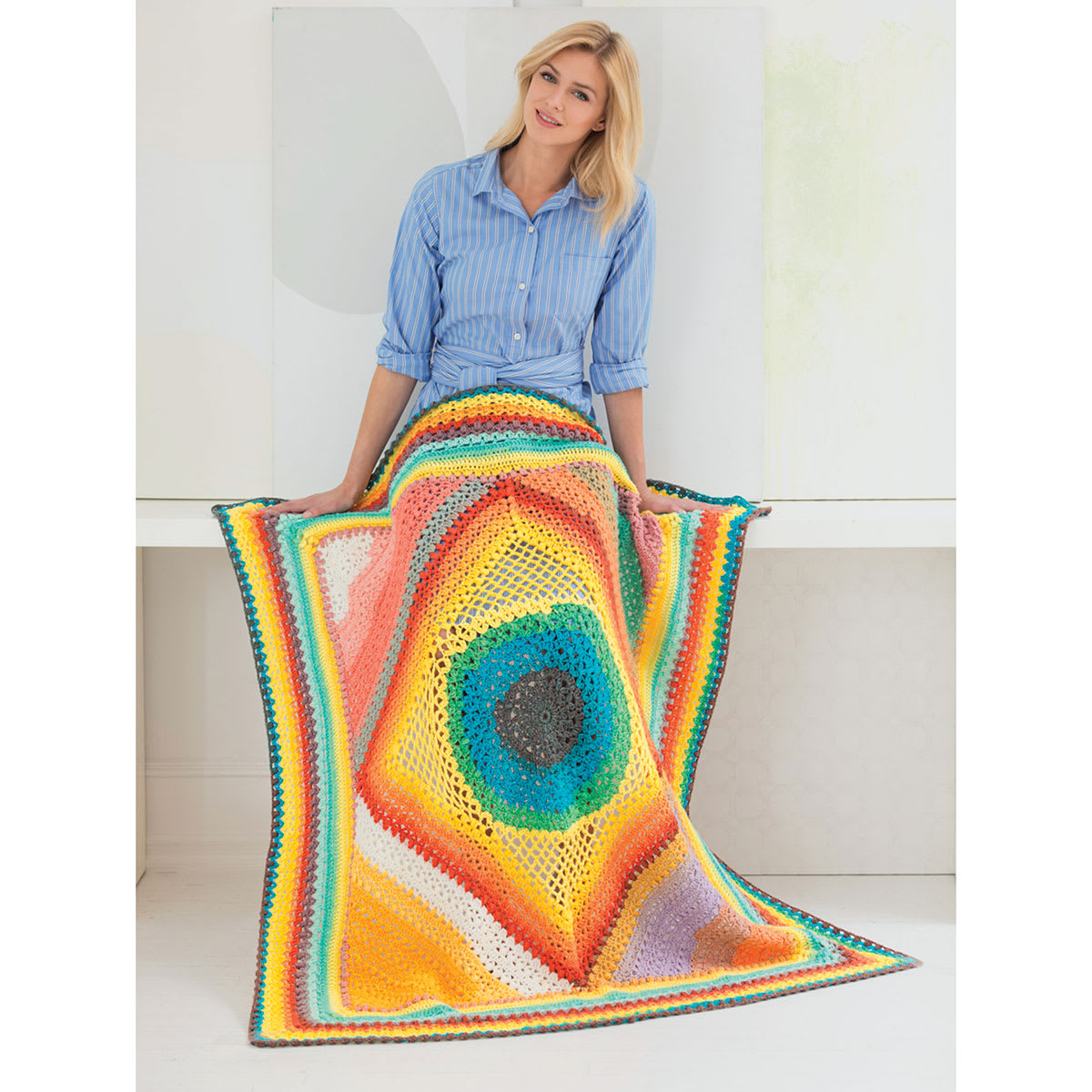 Lion Brand Mandala Yarn - Thunderbird finished blanket example