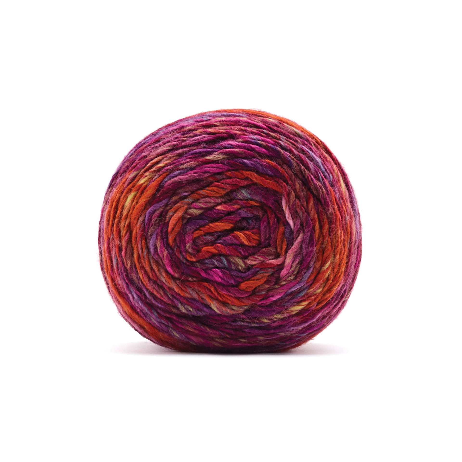 Premier Yarn Spun Colors Yarn - Aloha Lava, 419 yds showing top of cake