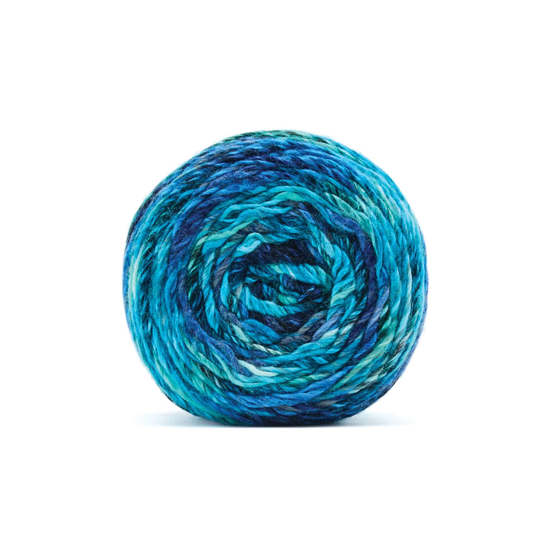 Premier Yarn Spun Colors Yarn - Teal Atoll, 419 yds showing top of cake