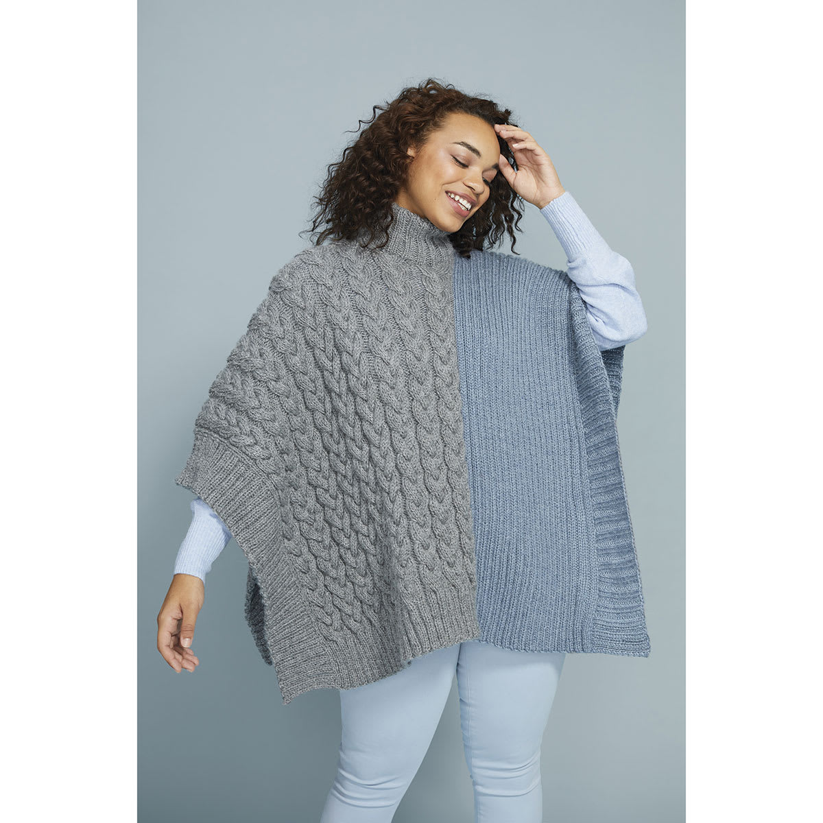 Finished poncho made with Lion Brand Touch of Alpaca Yarn