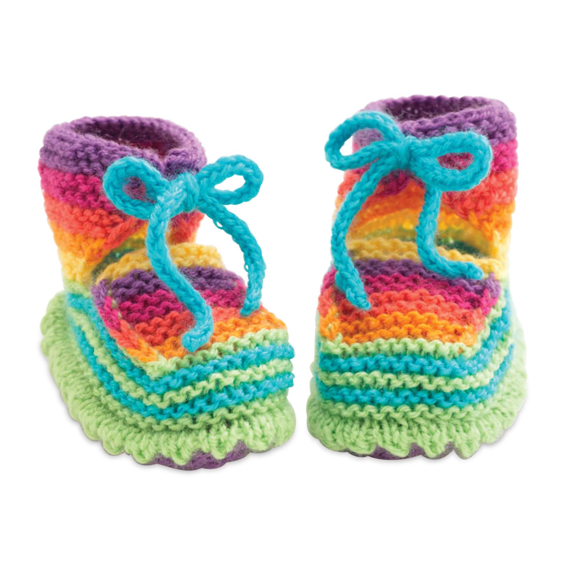 Lion Brand Bonbons Yarn (Rainbow color shoes made with yarn)