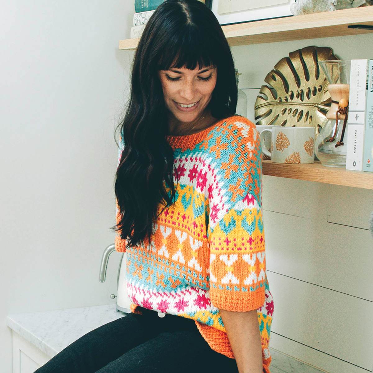 Lion Brand Truboo Yarn (Person wearing sweater)