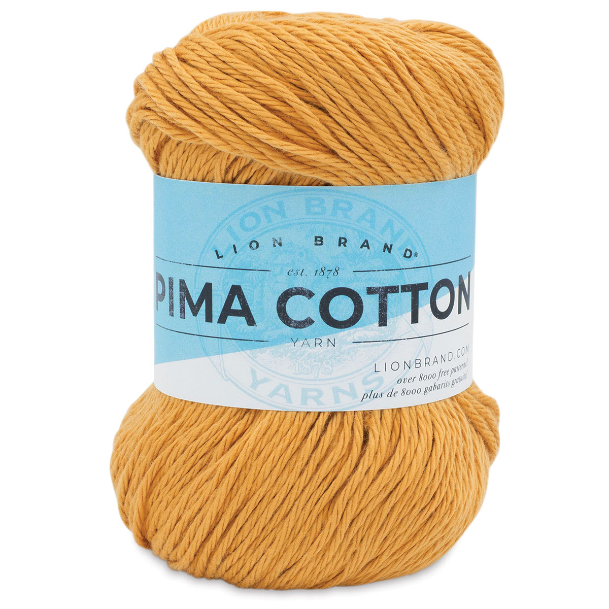 Lion Brand Pima Cotton Yarn - Mineral Yellow, 186 yards