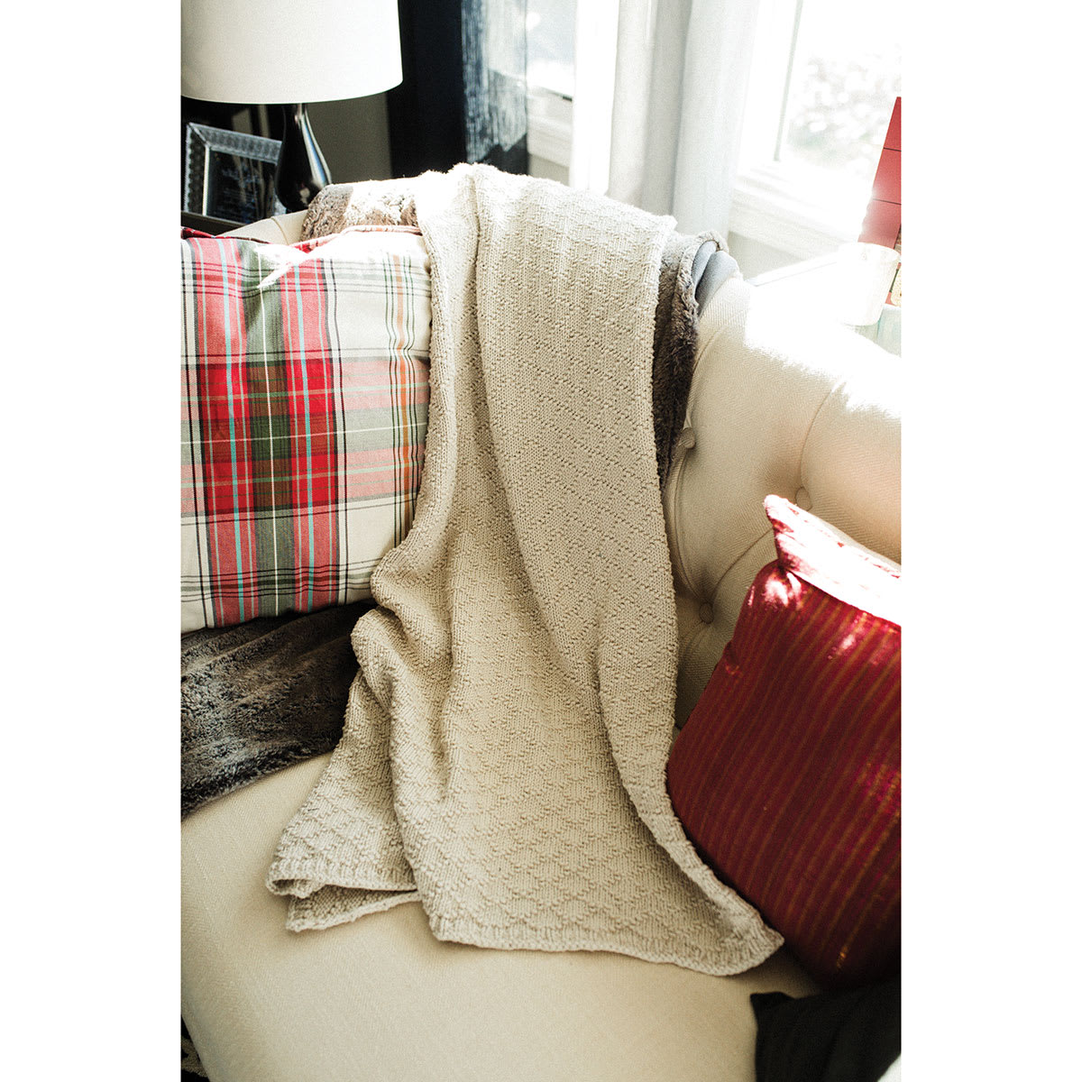 Lion Brand Pima Cotton Yarn (Blanket on chair)
