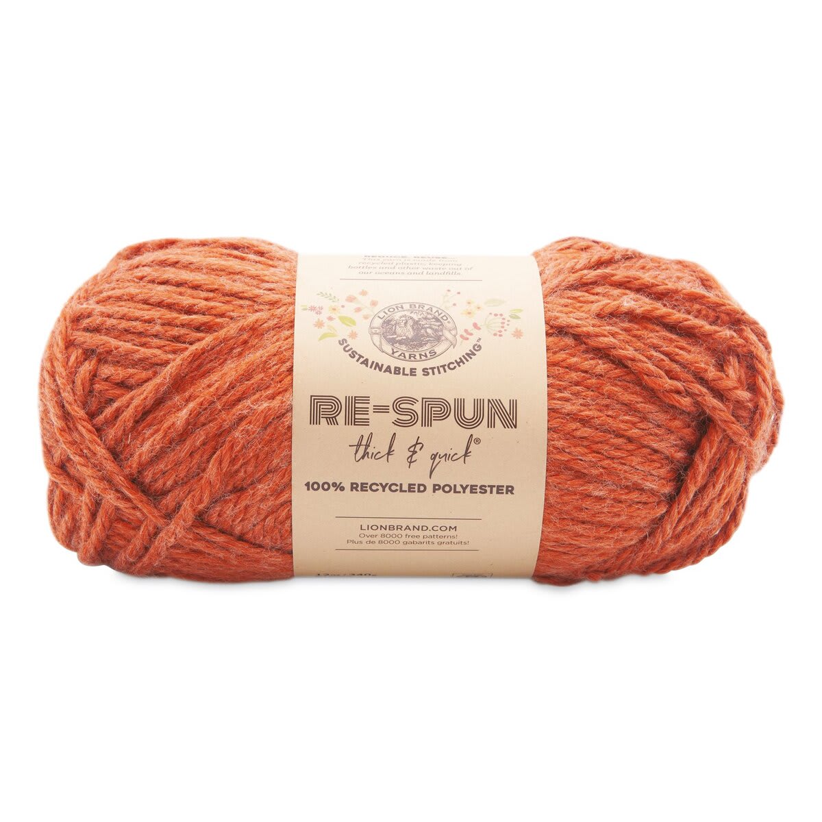Lion Brand Re-Spun Thick & Quick Yarn - Cinnamon Stick, 223 yds