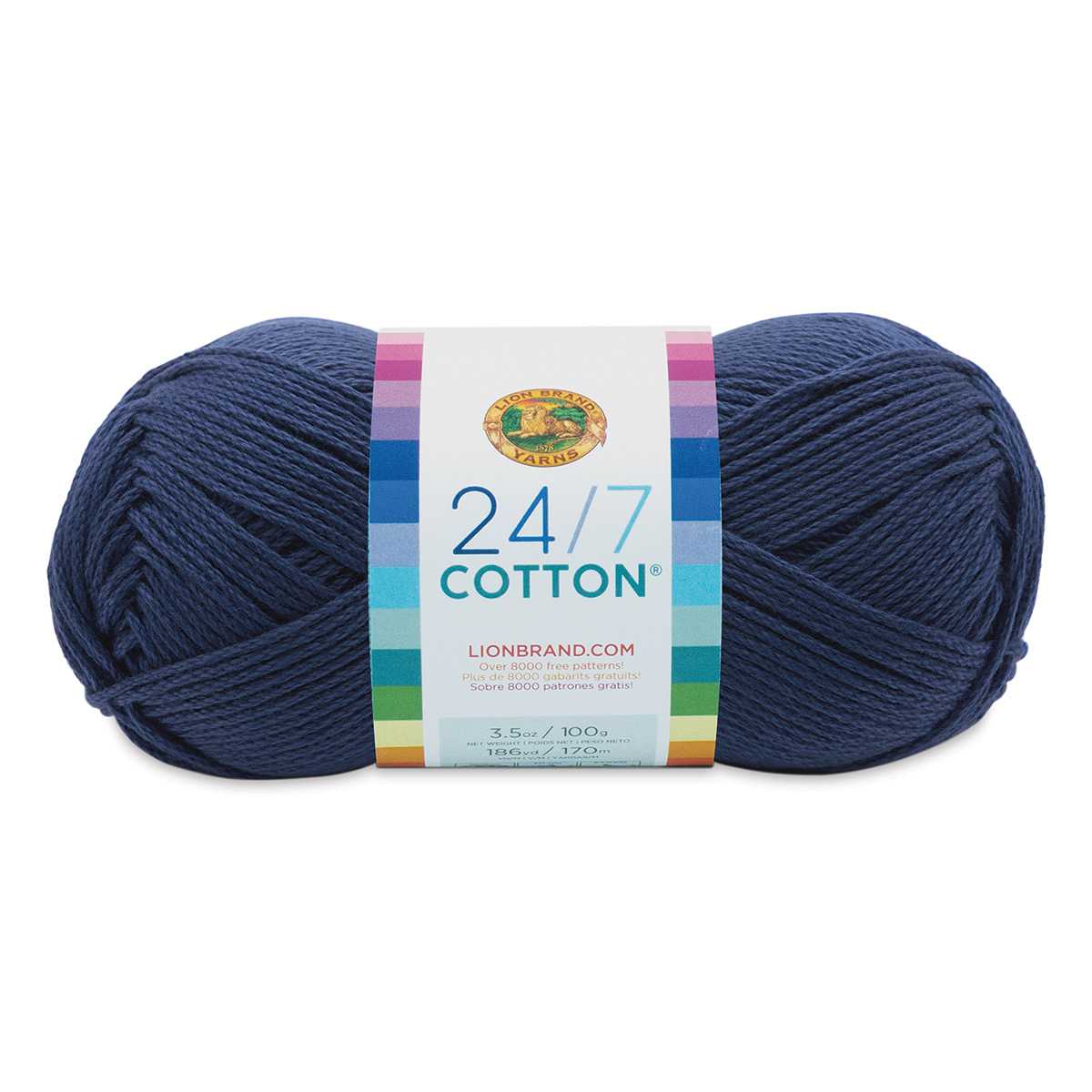 Lion Brand 24/7 Cotton Yarn - Navy, 186 yards