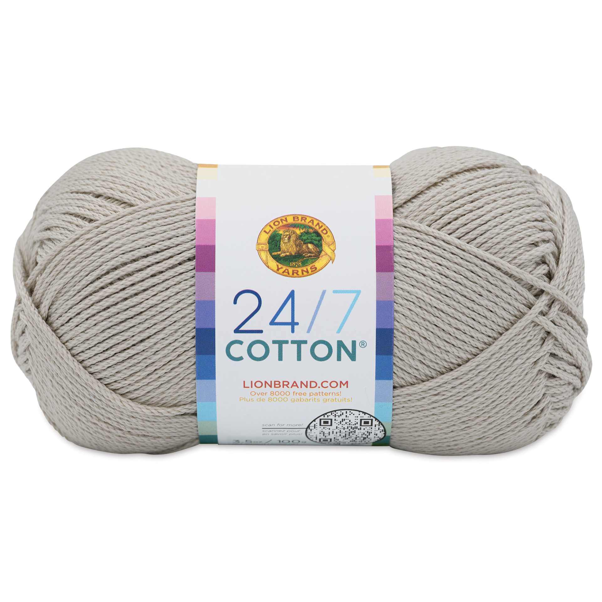 Lion Brand 24/7 Cotton Yarn - Linen, 186 yards