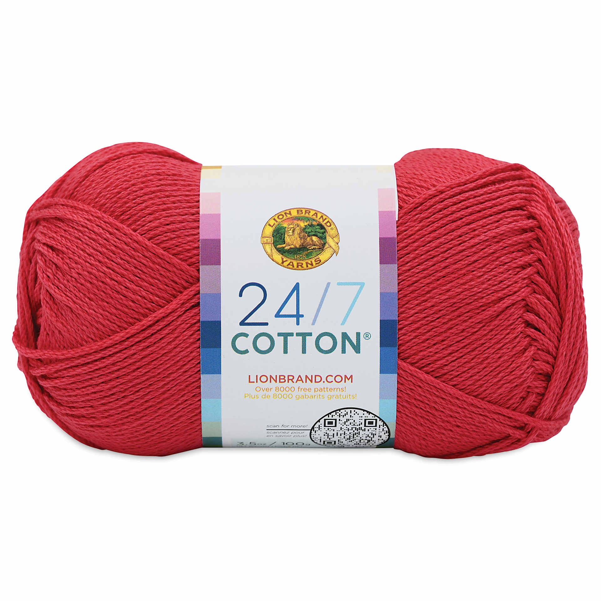 Lion Brand 24/7 Cotton Yarn - Cherry Pop, 186 yards