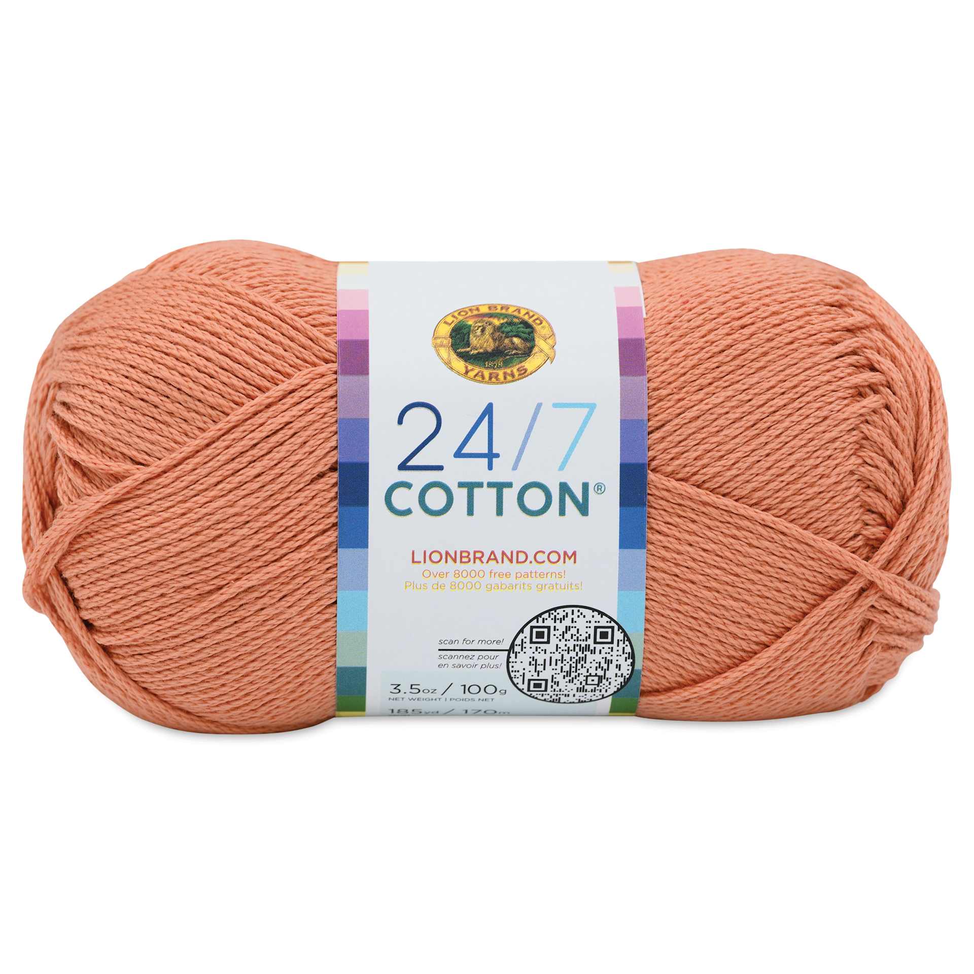 Lion Brand 24/7 Cotton Yarn - Papaya, 186 yards