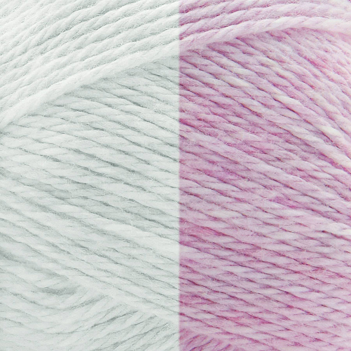 Premier Yarn Chameleon Yarn - White to Pink, 229 yards (Close-up of yarn, Left side not exposed to sunlight, Right side exposed to sunlight)
