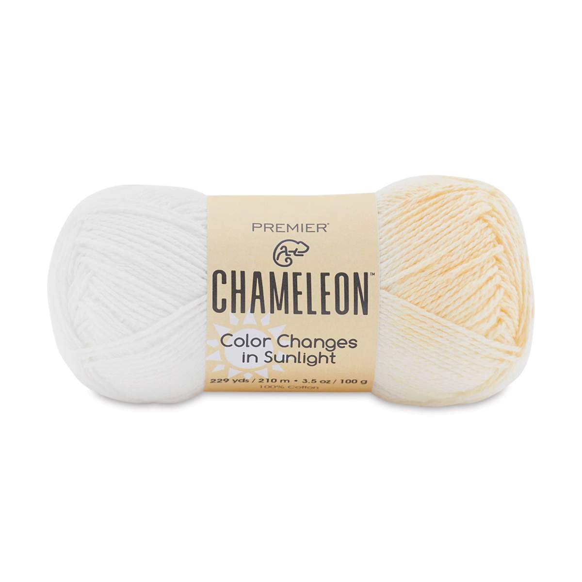 Premier Yarn Chameleon Yarn - White to Yellow, 229 yards (Left side not exposed to sunlight, Right side exposed to sunlight)