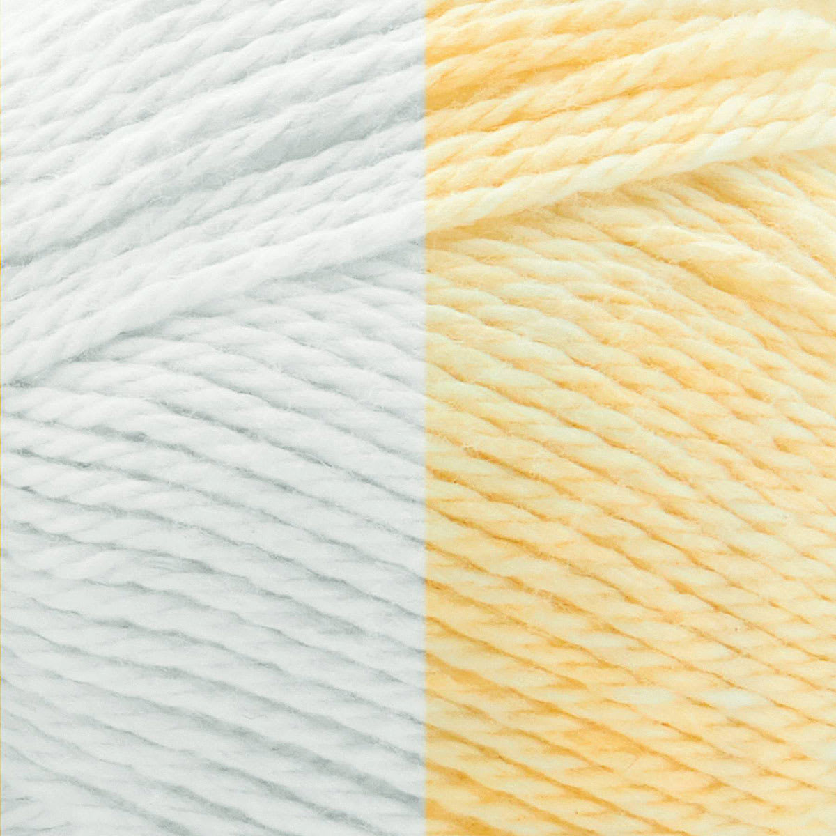 Premier Yarn Chameleon Yarn - White to Yellow, 229 yards (Close-up of yarn, Left side not exposed to sunlight, Right side exposed to sunlight)