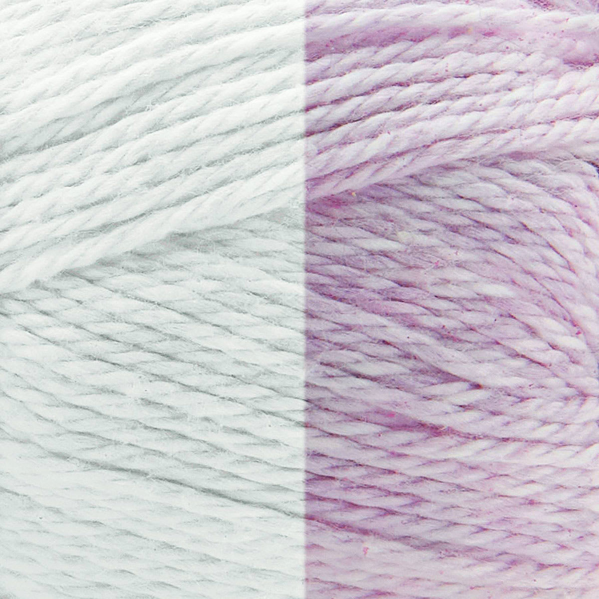 Premier Yarn Chameleon Yarn - White to Purple, 229 yards (Close-up of yarn, Left side not exposed to sunlight, Right side exposed to sunlight)