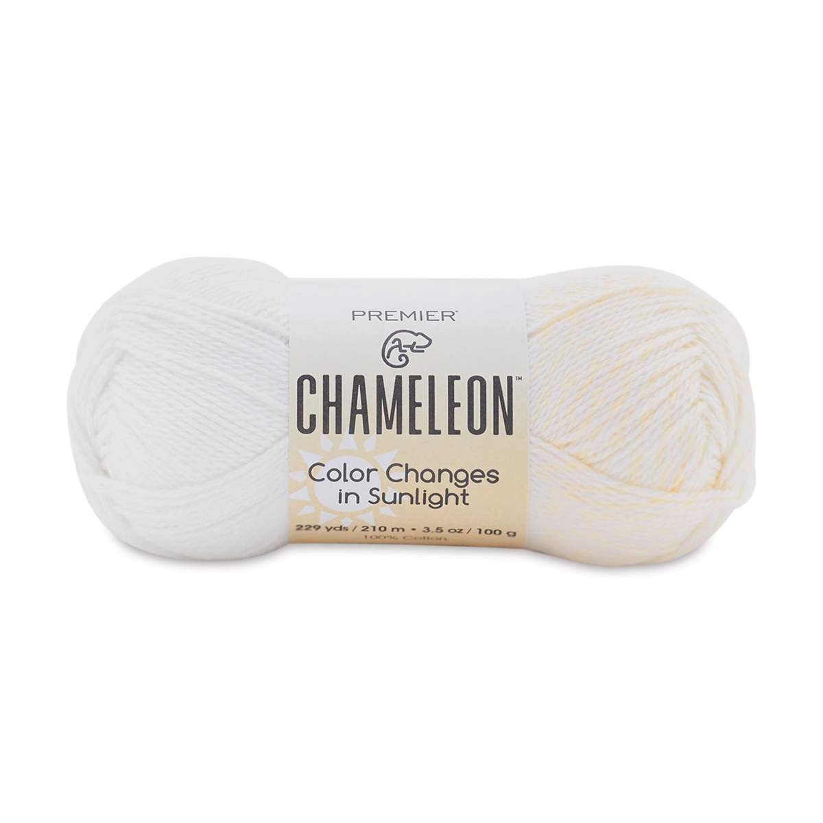 Premier Yarn Chameleon Yarn - White to Yellow Multi, 229 yards (Left side not exposed to sunlight, Right side exposed to sunlight)