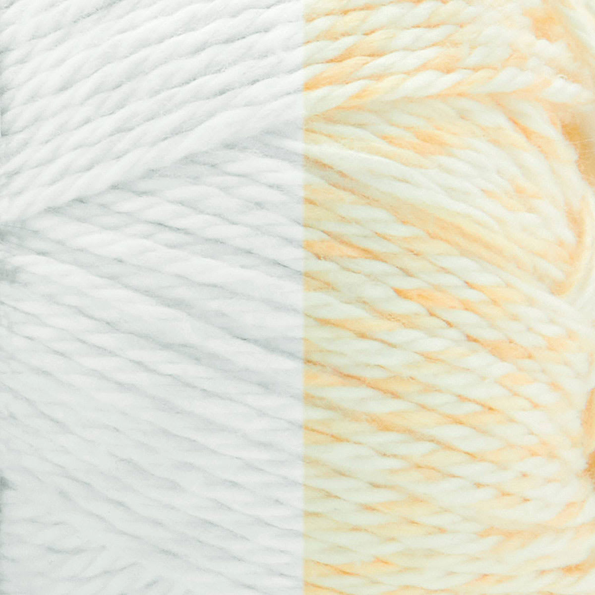 Premier Yarn Chameleon Yarn - White to Yellow Multi, 229 yards (Close-up of yarn, Left side not exposed to sunlight, Right side exposed to sunlight)