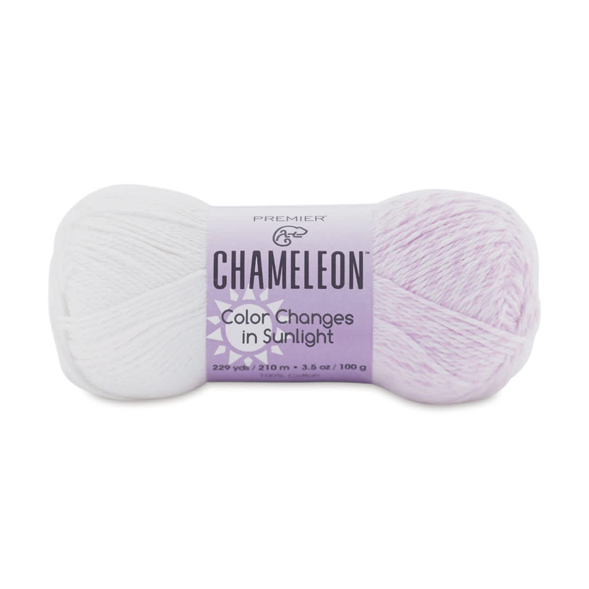 Premier Yarn Chameleon Yarn - White to Purple Multi, 229 yards (Left side not exposed to sunlight, Right side exposed to sunlight)
