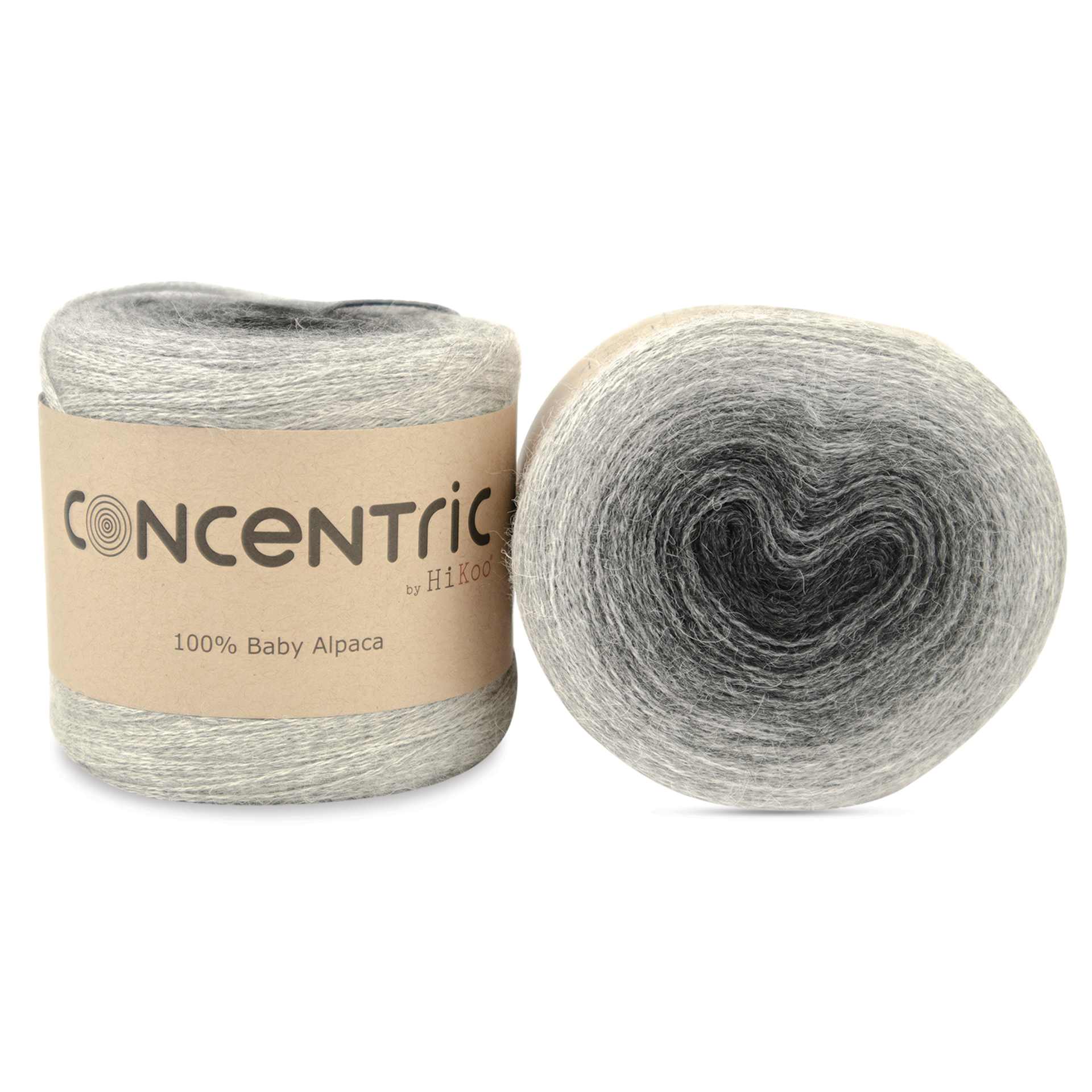 HiKoo Concentric Yarn - Grayscale, 437 yards