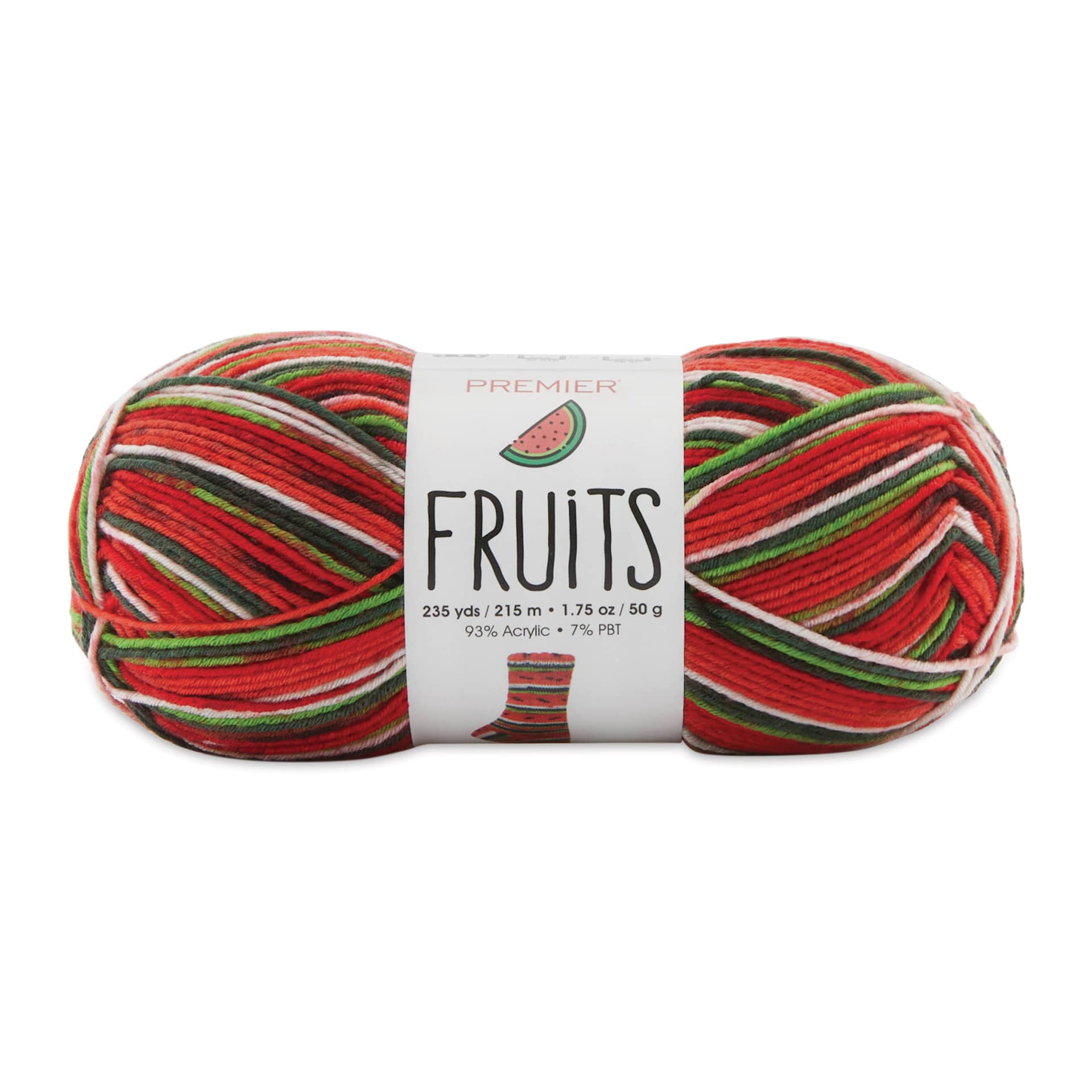 Premier Yarn Fruits Yarn - Watermelon (front of skein with label)