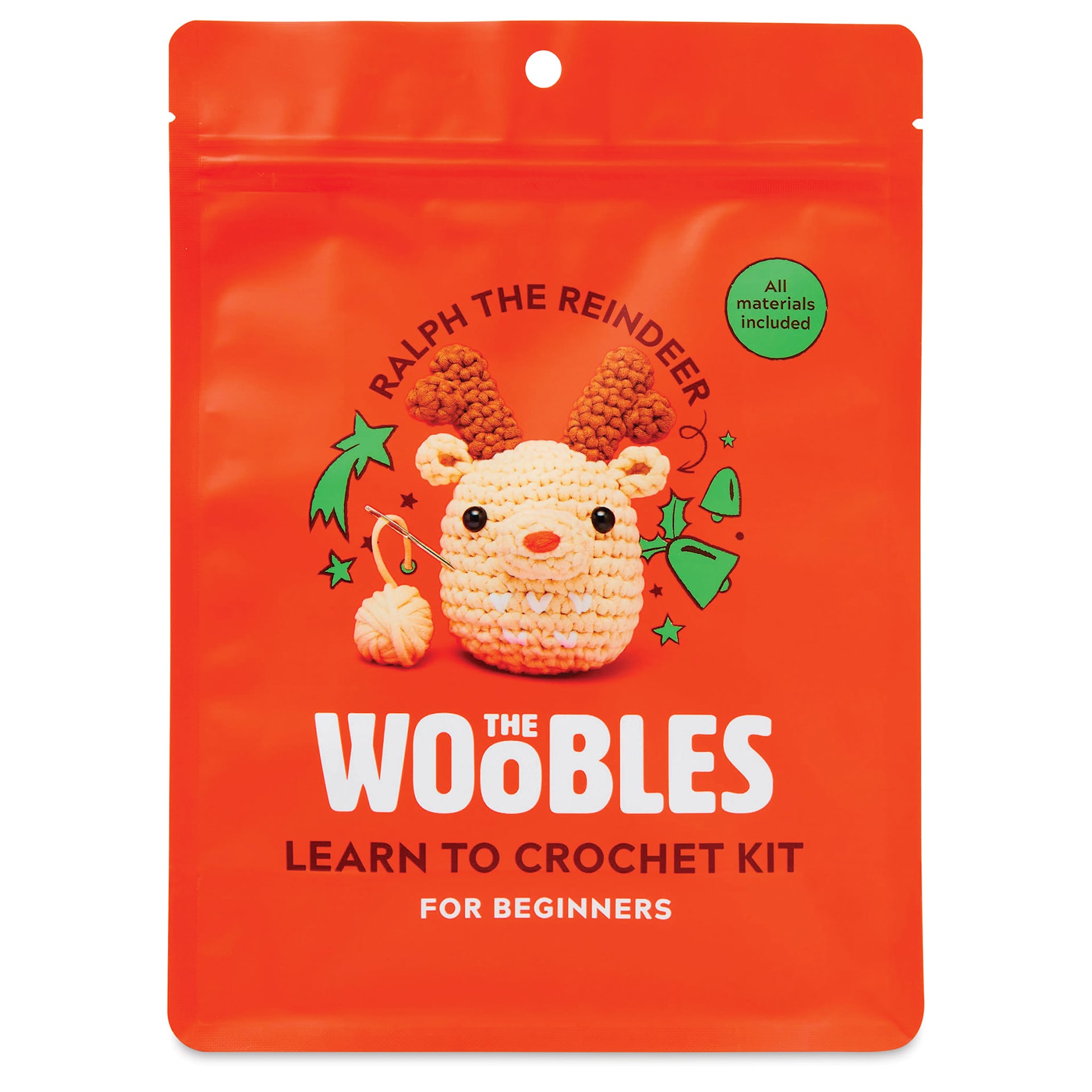 The Woobles Beginner Crochet Amigurumi Kit - Ralph the Reindeer front of packaging