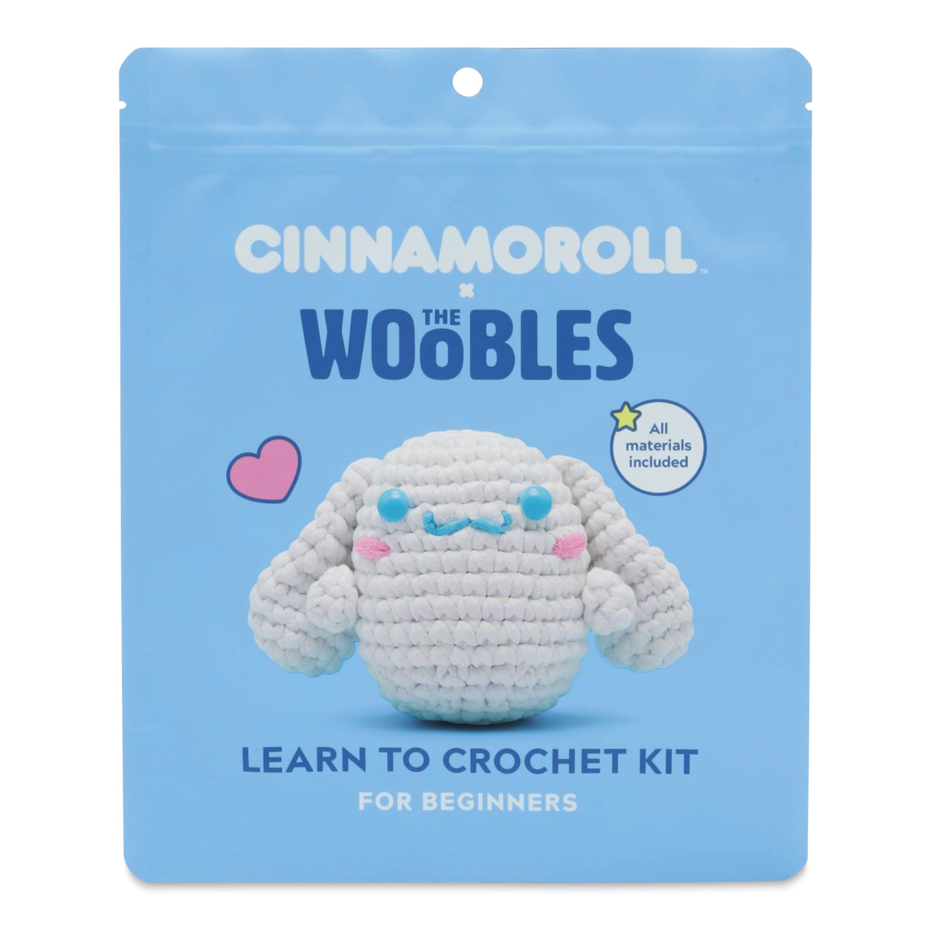 The Woobles Beginner Crochet Amigurumi Kit - Cinnamoroll from Hello Kitty - front of packaging