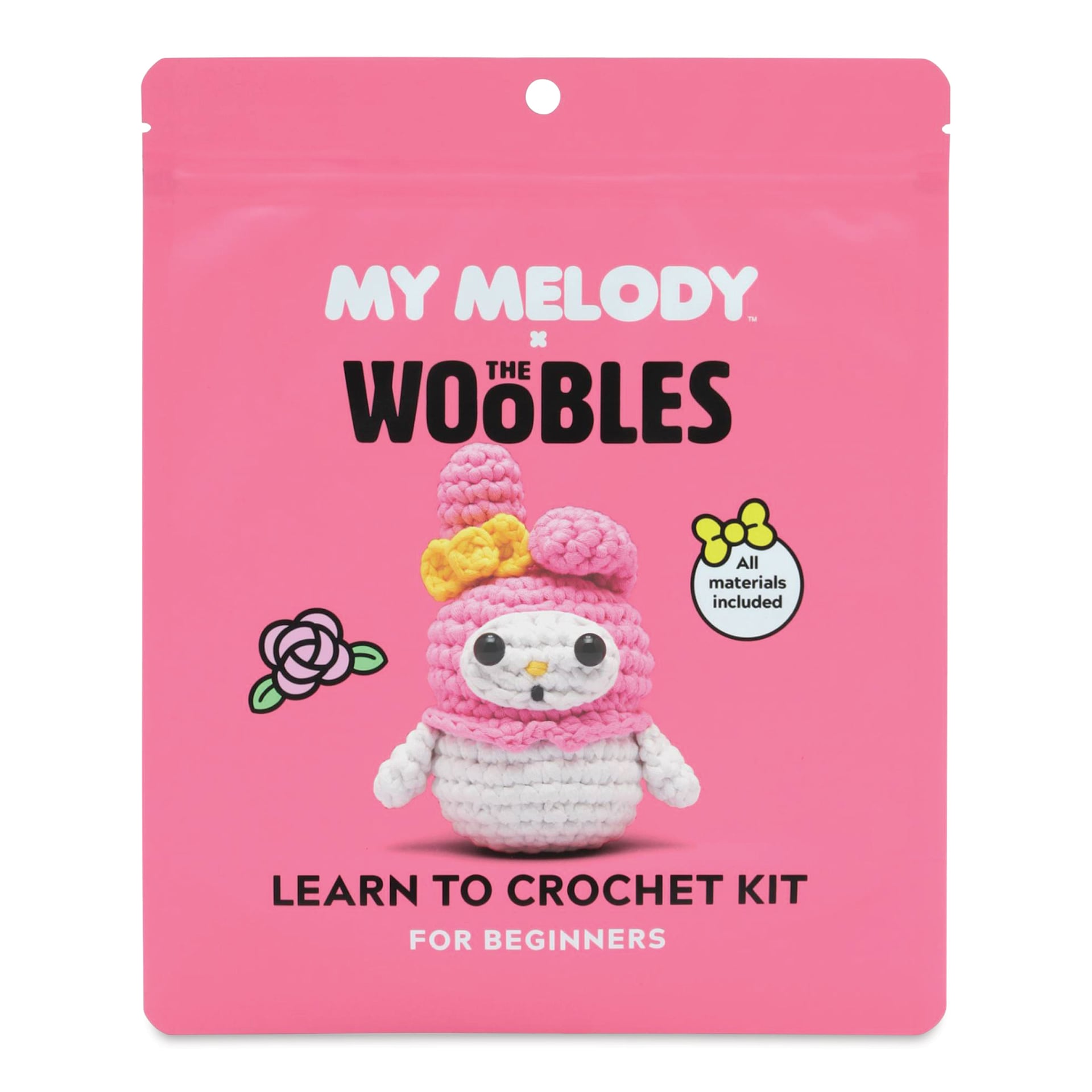 The Woobles Beginner Crochet Amigurumi Kit - My Melody from Hello Kitty - front of packaging